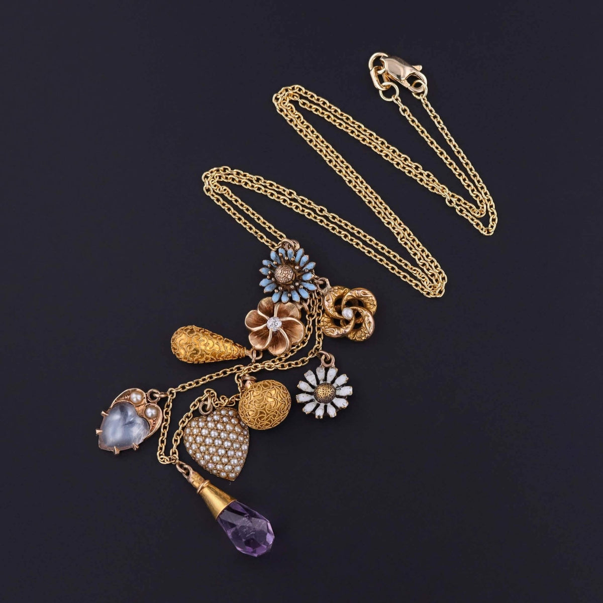 Antique Charm Necklace of 14k Gold - Trademark Antiques