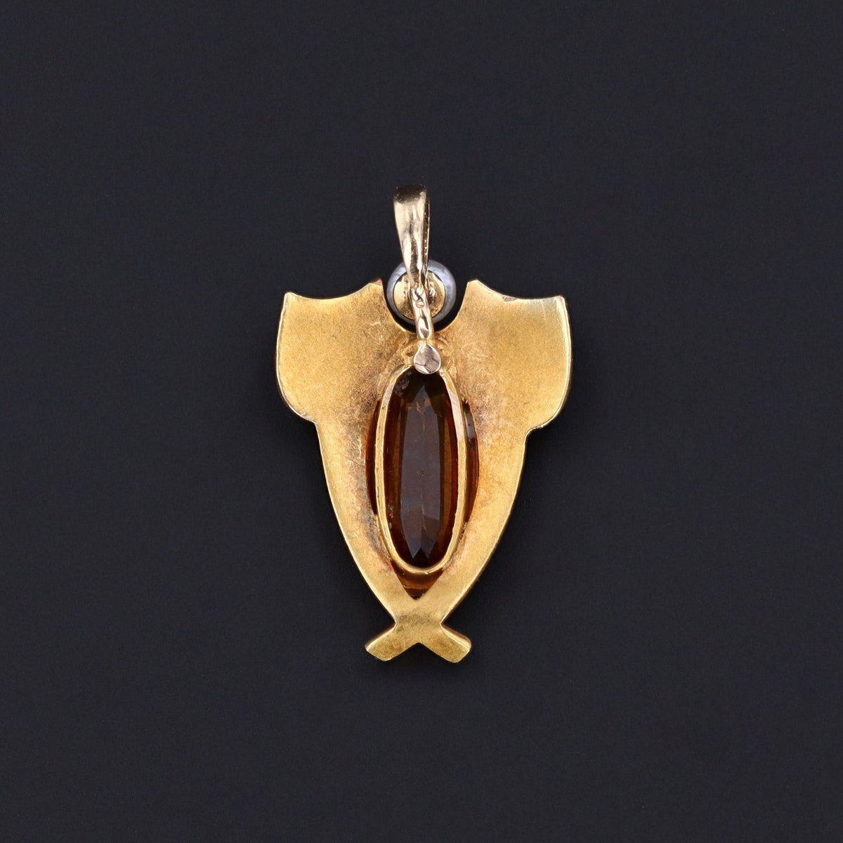 Antique Citrine Conversion Charm of 14k Gold - Trademark Antiques