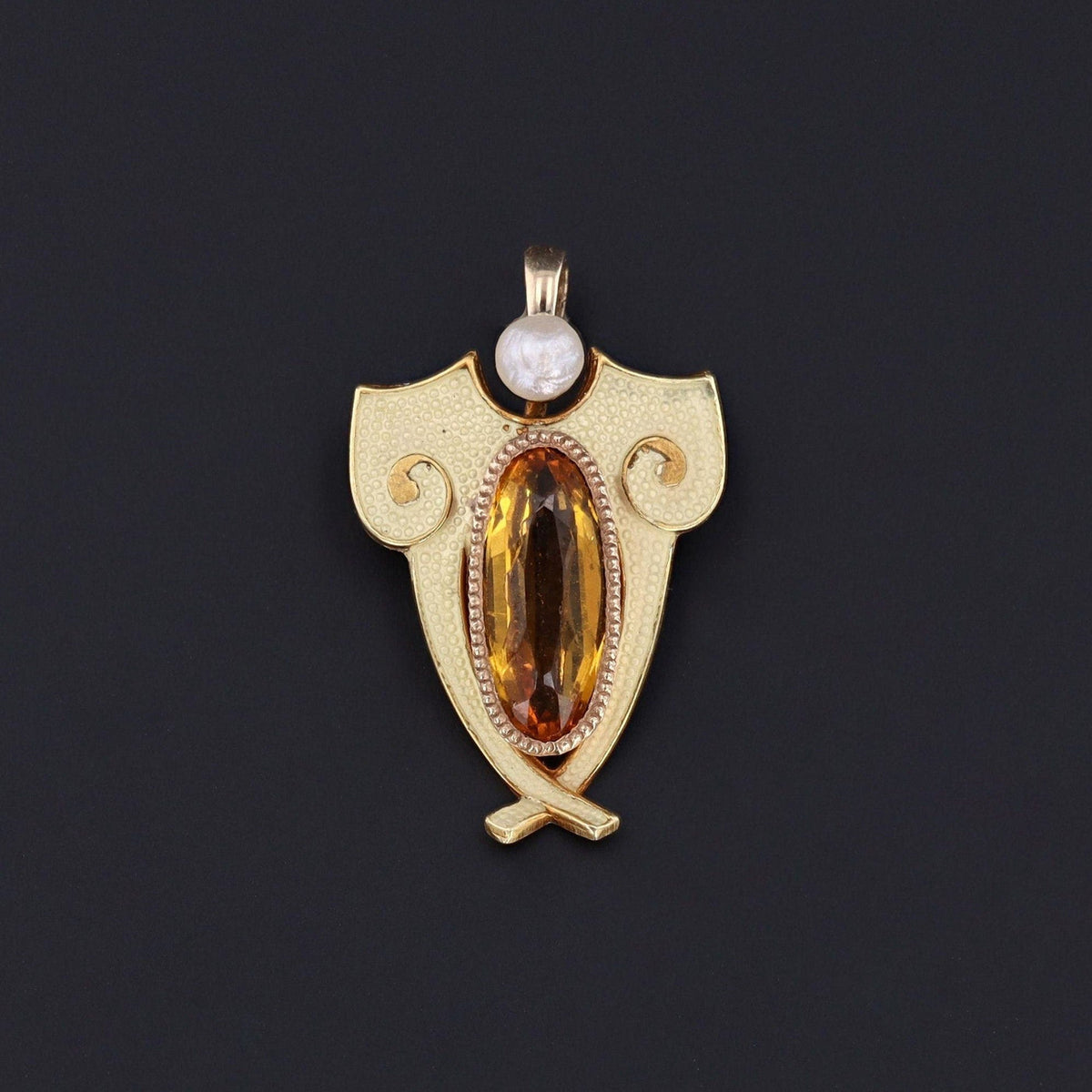 Antique Citrine Conversion Charm of 14k Gold - Trademark Antiques