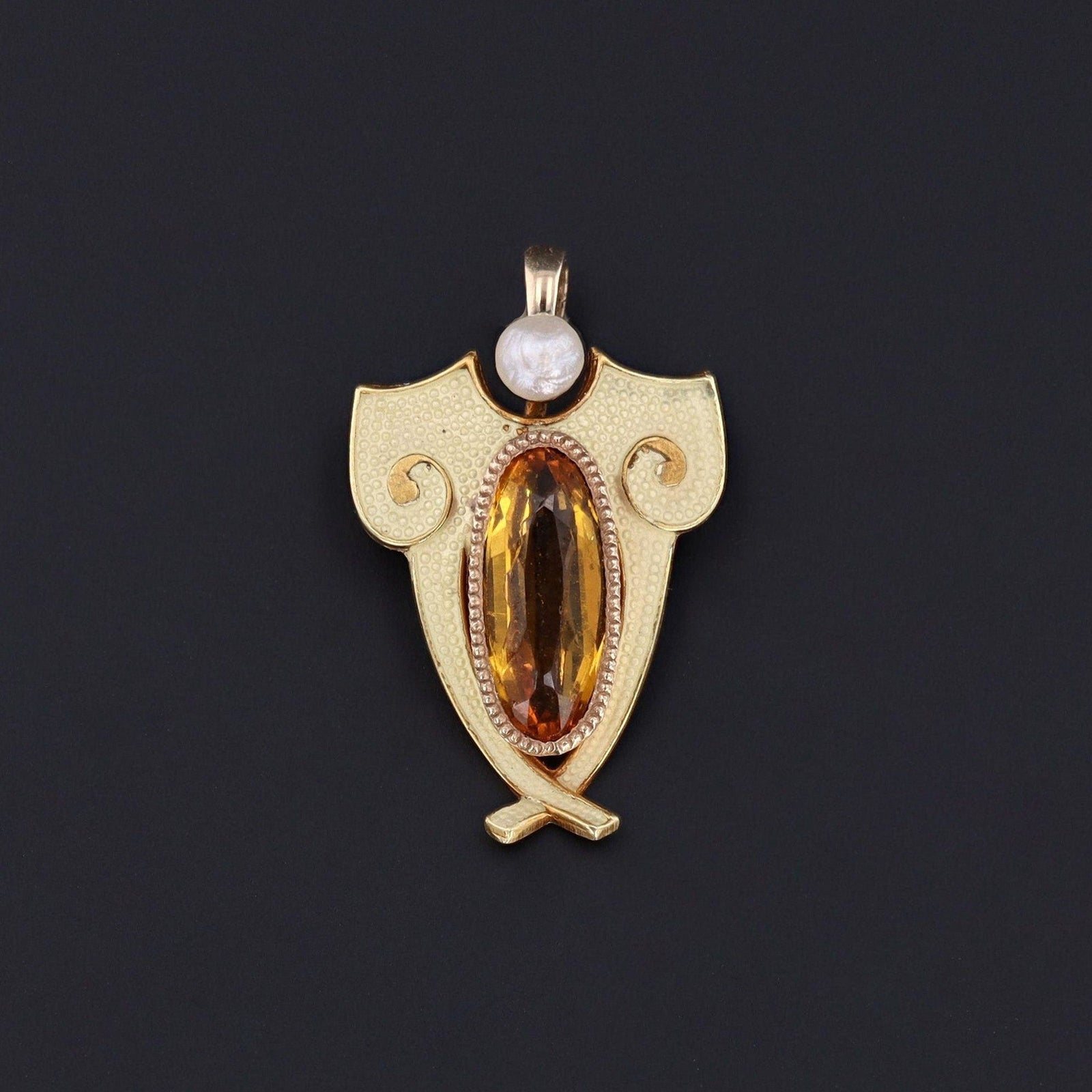 Antique Citrine Conversion Charm of 14k Gold - Trademark Antiques
