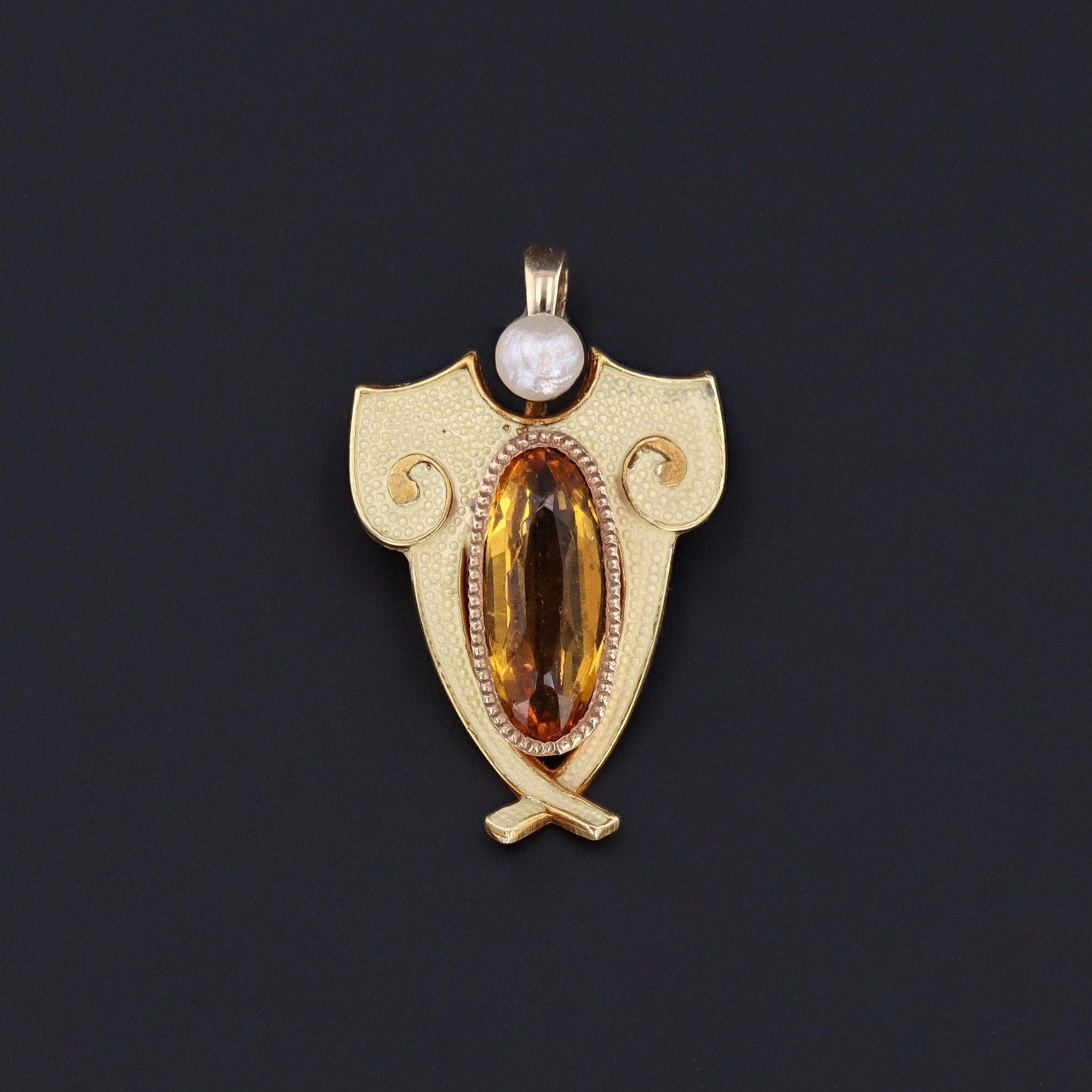 Antique Citrine Conversion Charm of 14k Gold - Trademark Antiques