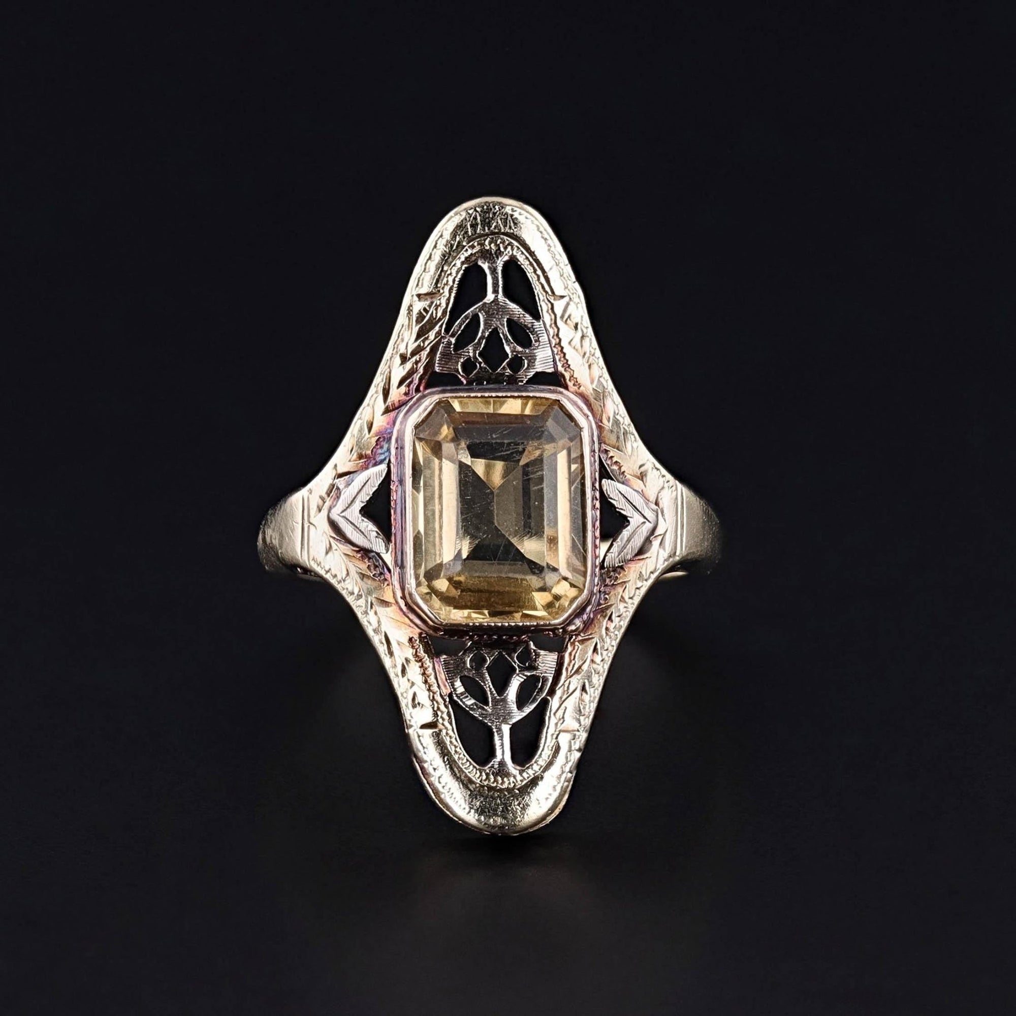 Antique Citrine Ring of 10k Gold - Trademark Antiques