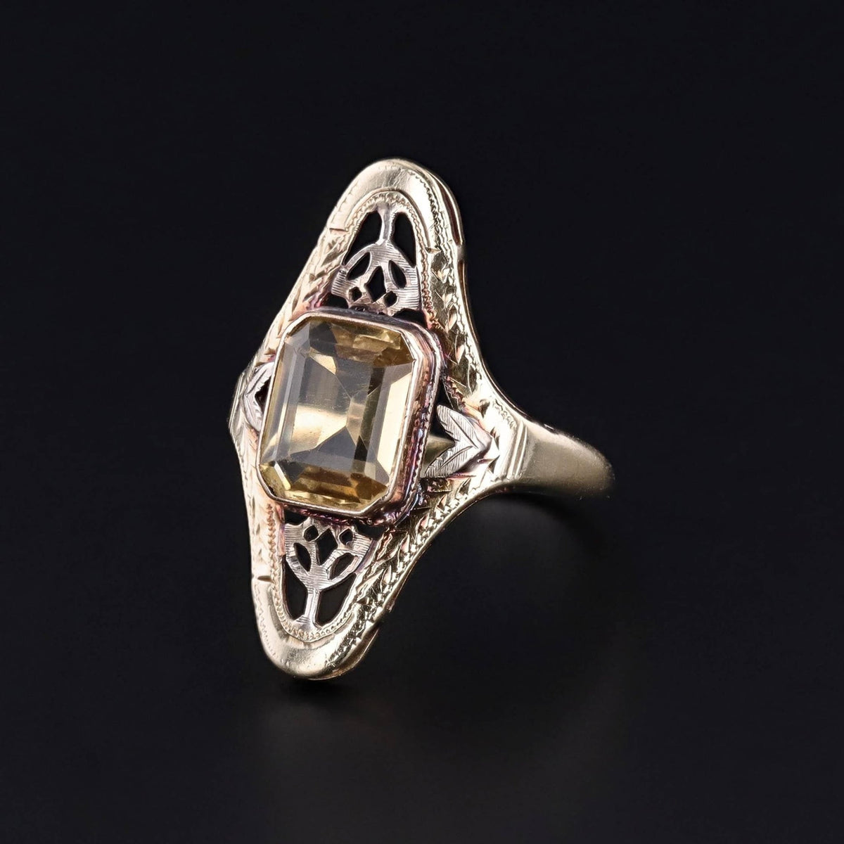 Antique Citrine Ring of 10k Gold - Trademark Antiques