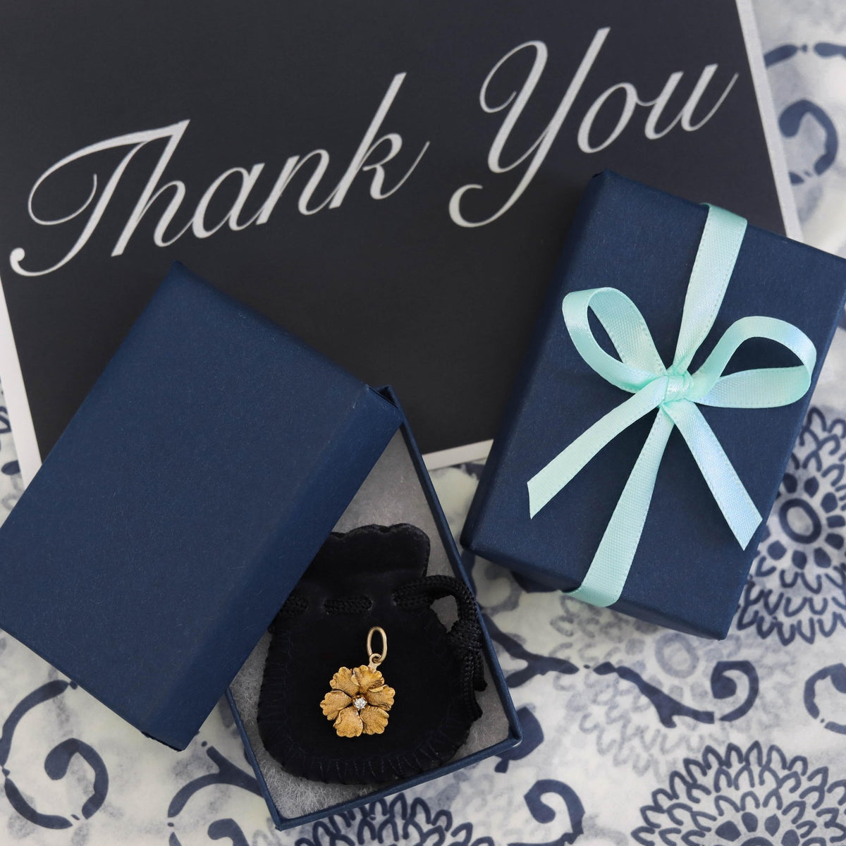 Antique Clover Crescent Charm of 10k Gold - Trademark Antiques