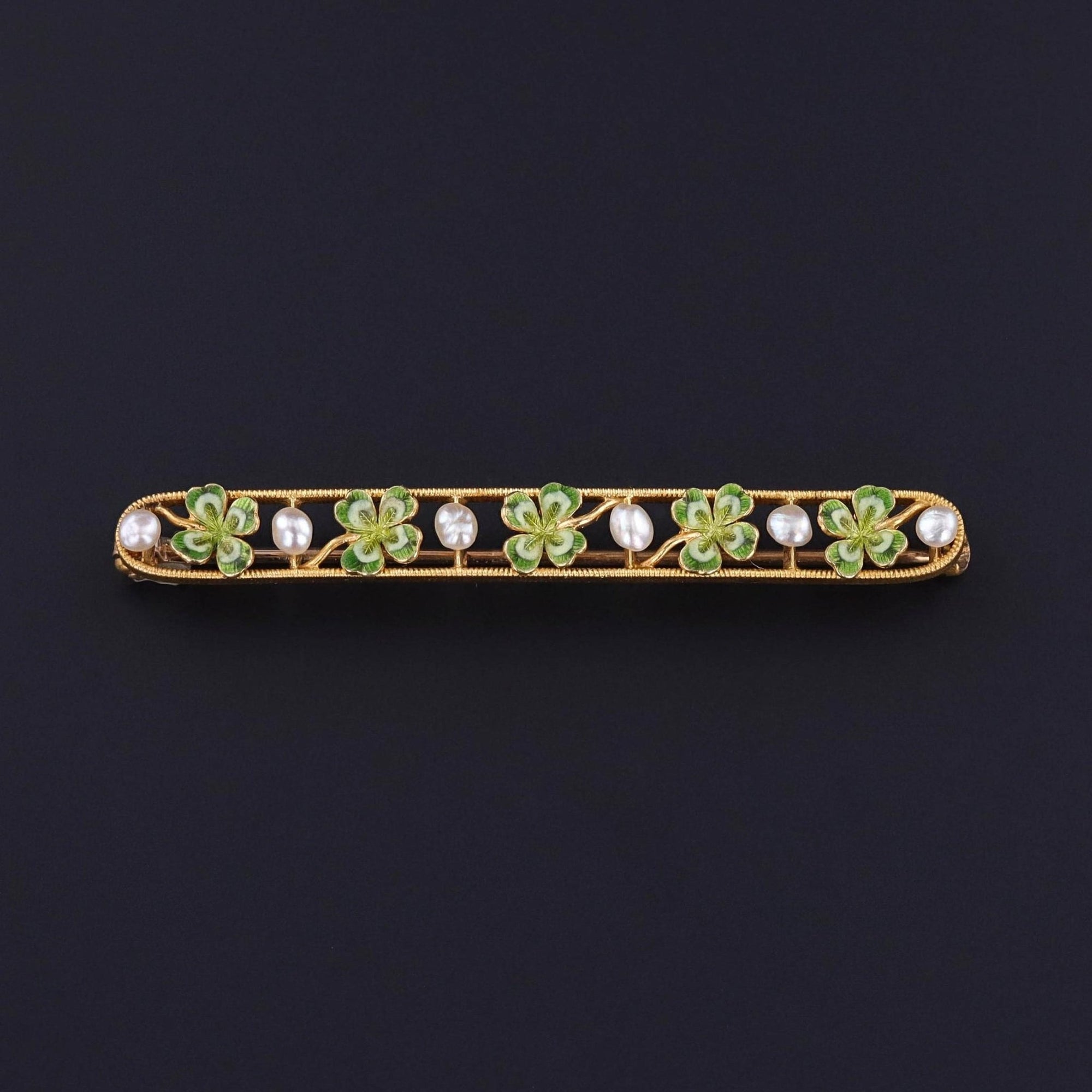 Antique Clover Pin of 14k Gold - Trademark Antiques