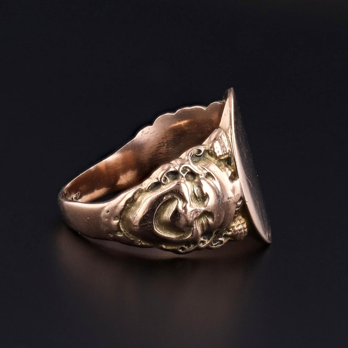 Antique Comedy and Tragedy Signet Ring of 10k Gold - Trademark Antiques