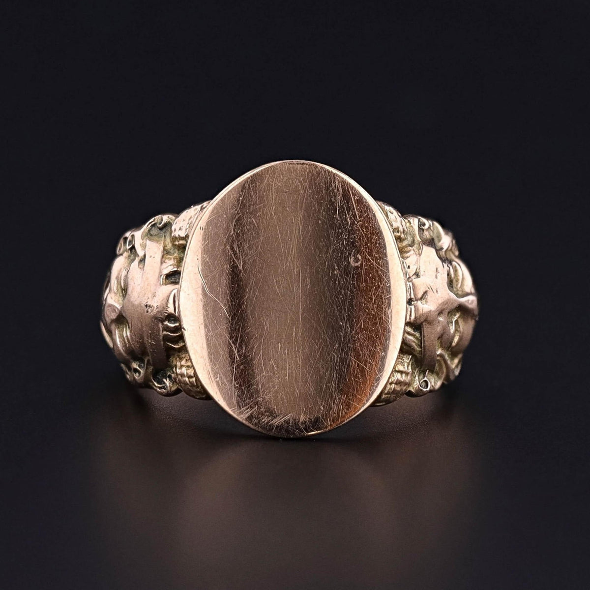 Antique Comedy and Tragedy Signet Ring of 10k Gold - Trademark Antiques