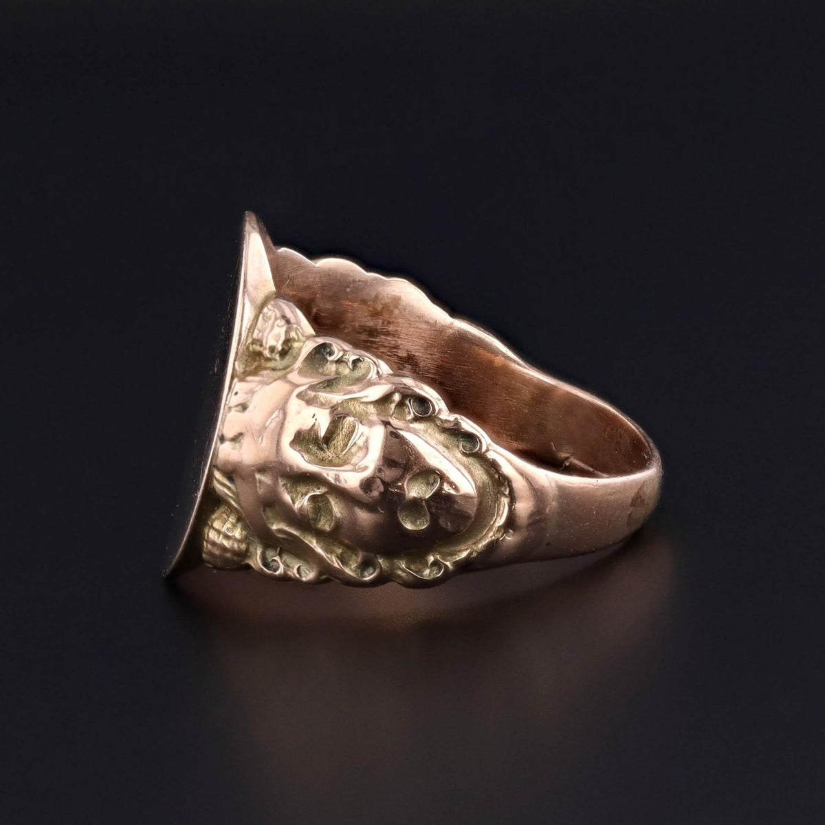 Antique Comedy and Tragedy Signet Ring of 10k Gold - Trademark Antiques