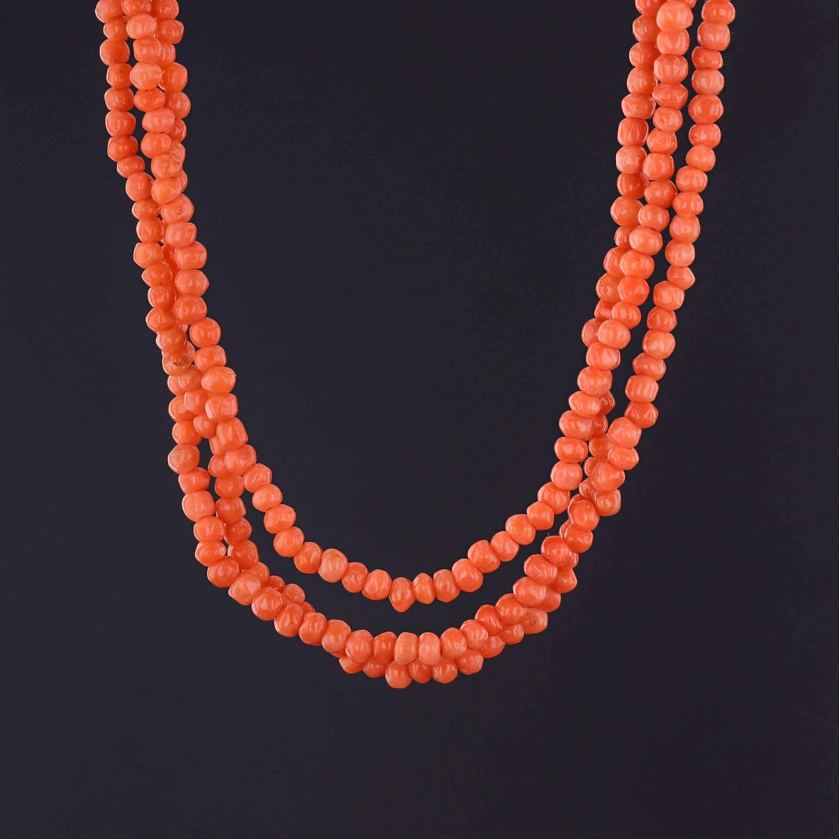Antique Coral Bead Necklace with 14k Gold Clasp - Trademark Antiques