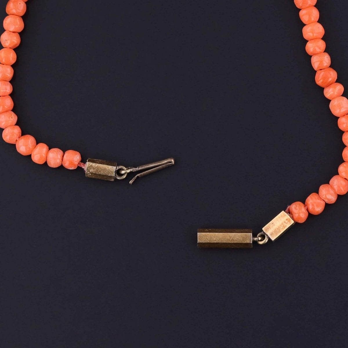 Antique Coral Bead Necklace with 14k Gold Clasp - Trademark Antiques
