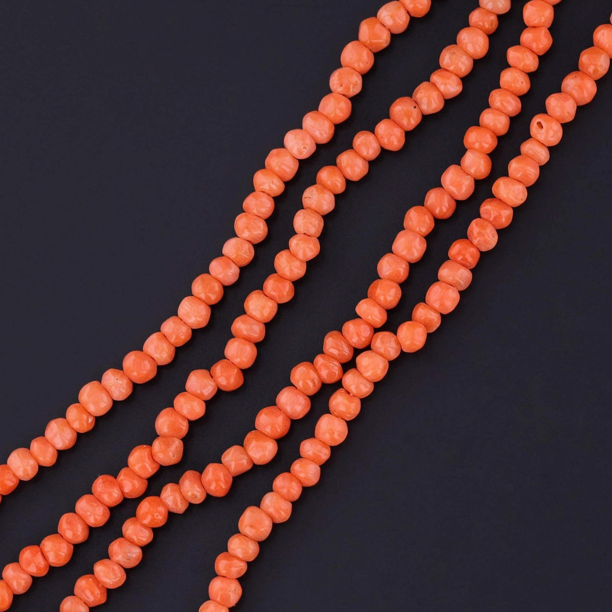 Antique Coral Bead Necklace with 14k Gold Clasp - Trademark Antiques