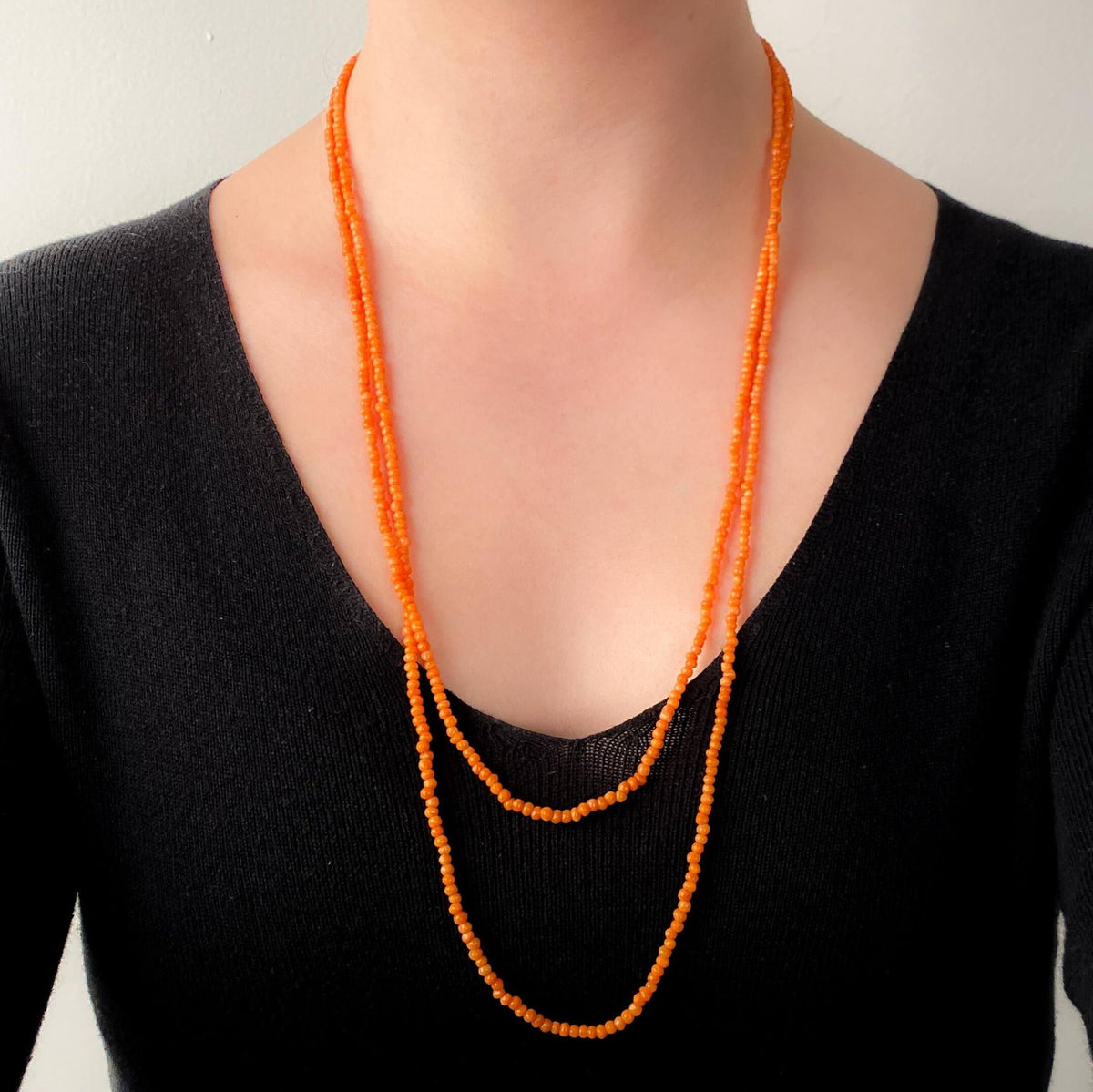 Antique Coral Bead Necklace with 14k Gold Clasp - Trademark Antiques