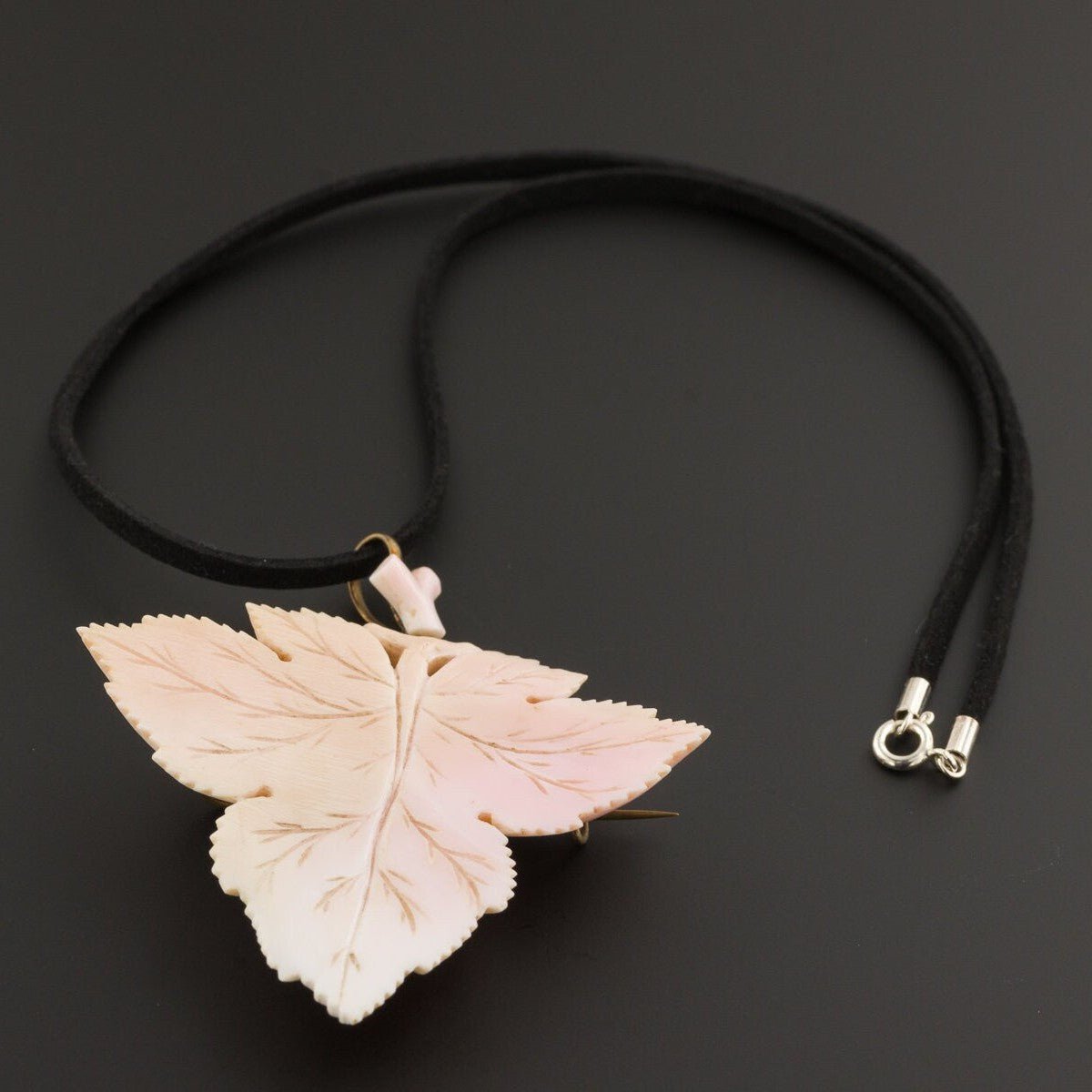 Antique Coral Leaf Pendant - Trademark Antiques