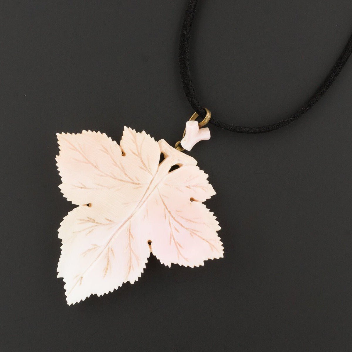 Antique Coral Leaf Pendant - Trademark Antiques