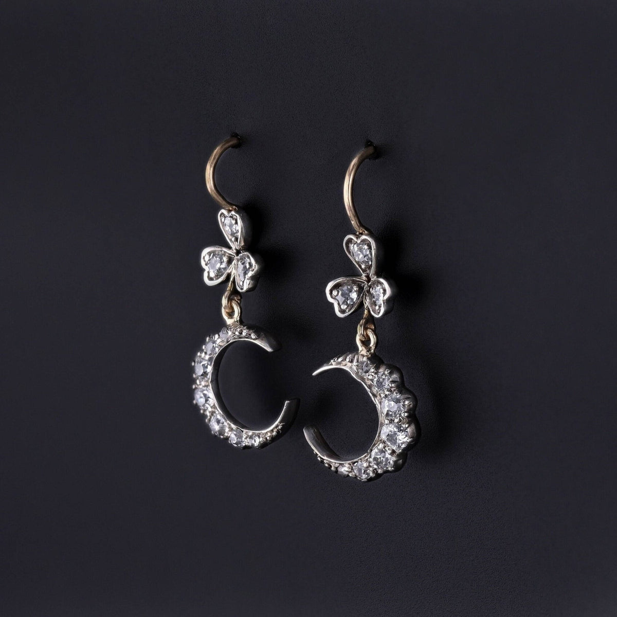 Antique Crescent Earrings of 14k Gold - Trademark Antiques