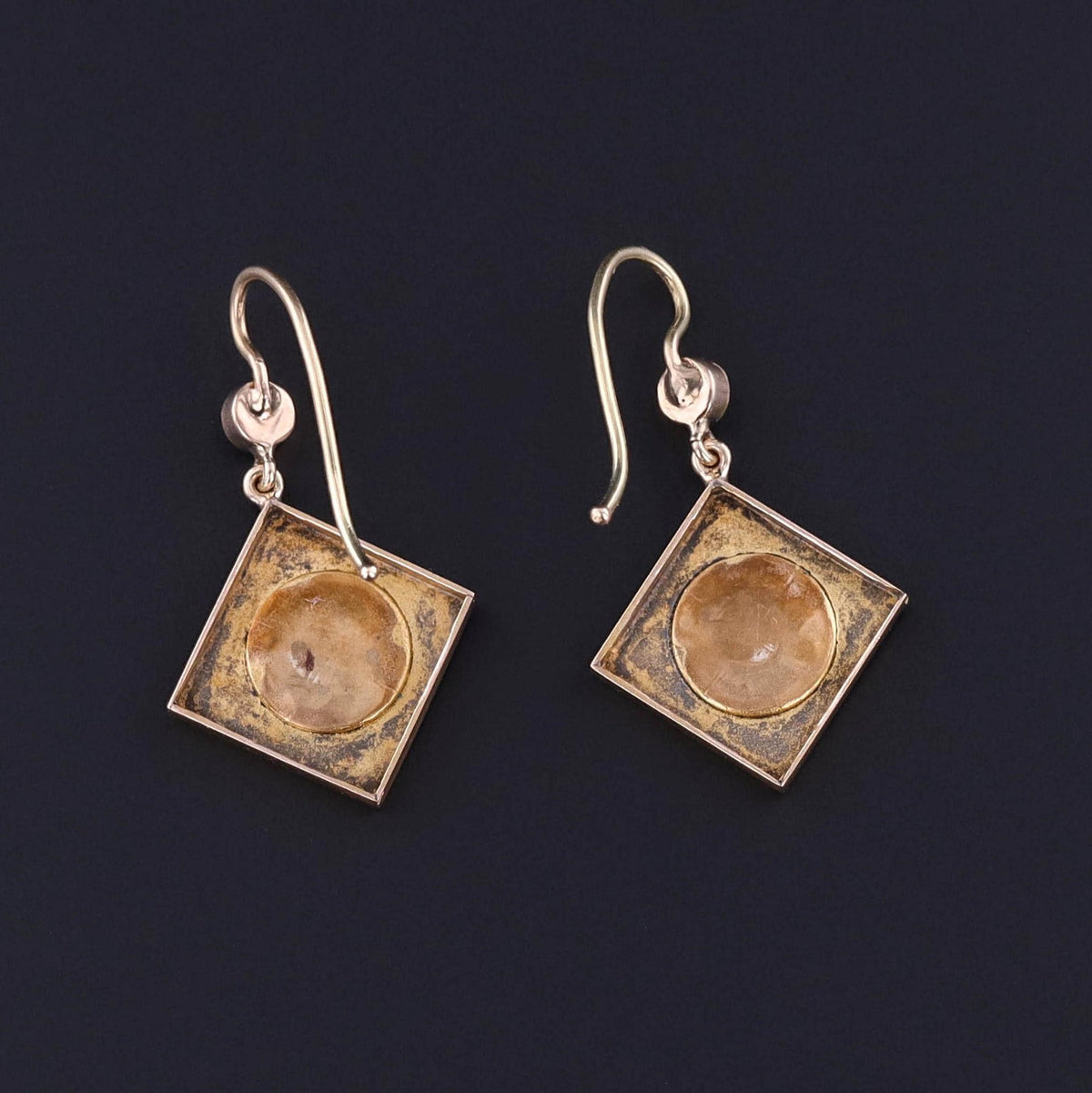 Antique Crescent Moon and Star Earrings of 14k Gold - Trademark Antiques