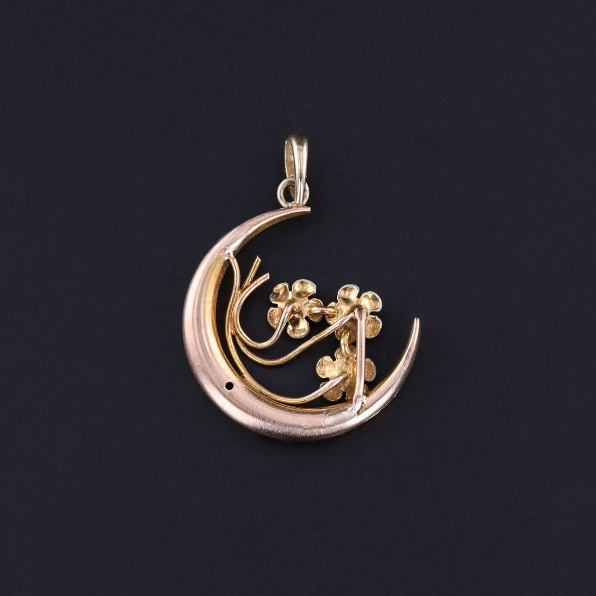 Antique Crescent Moon Pendant of 14k Gold - Trademark Antiques