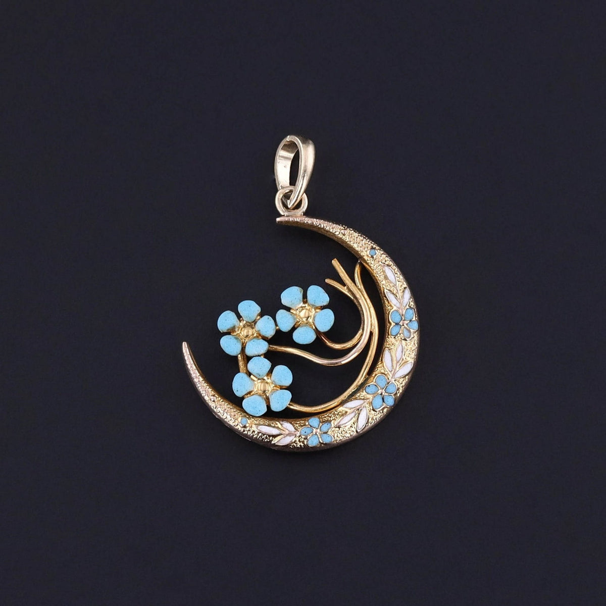 Antique Crescent Moon Pendant of 14k Gold - Trademark Antiques