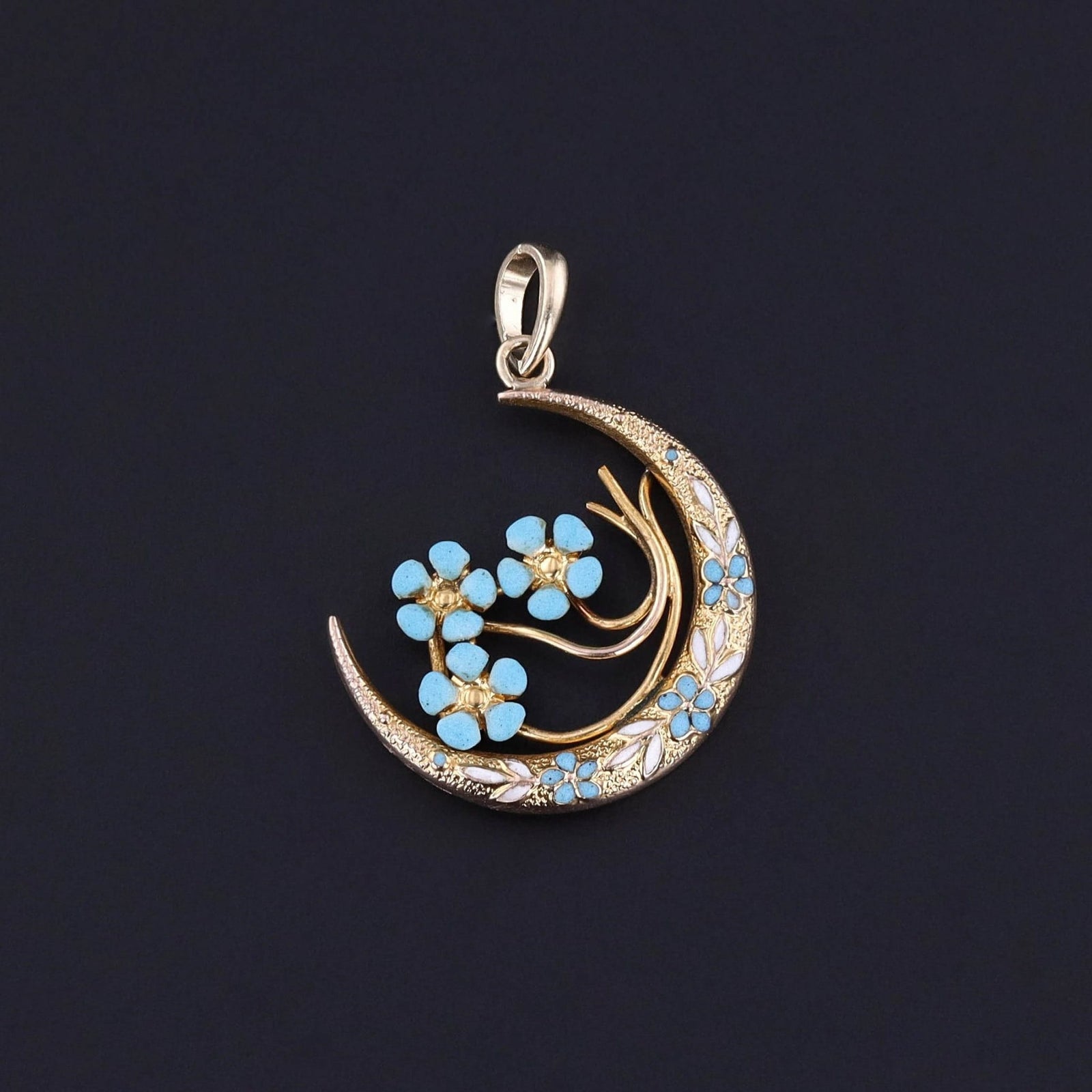 Antique Crescent Moon Pendant of 14k Gold - Trademark Antiques