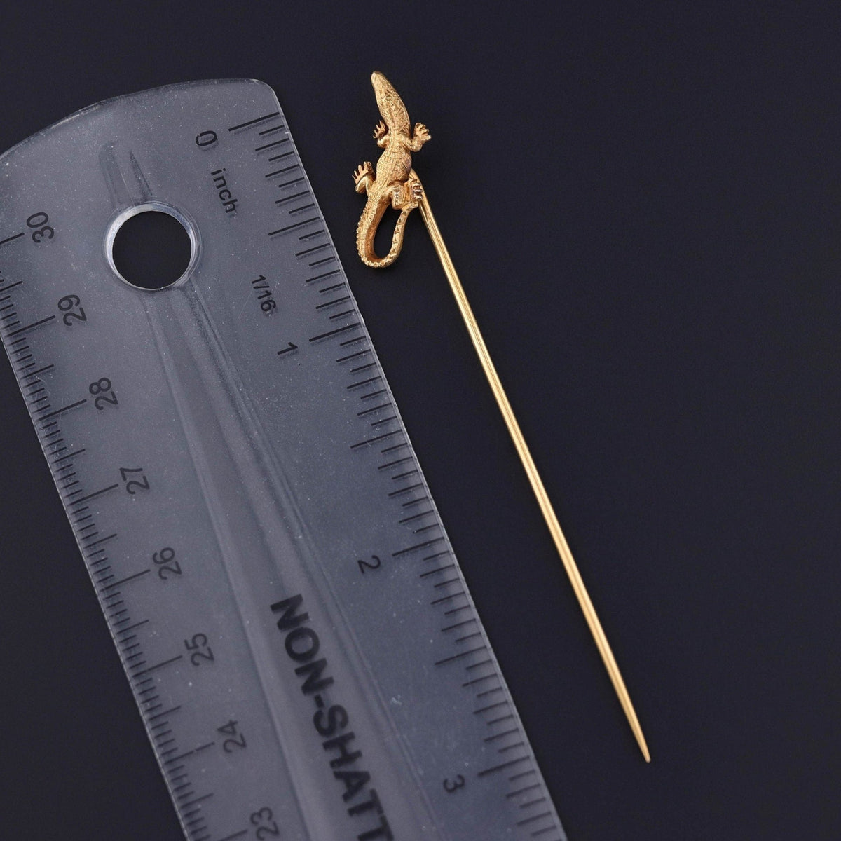 Antique Crocodile Stickpin of 14k Gold - Trademark Antiques