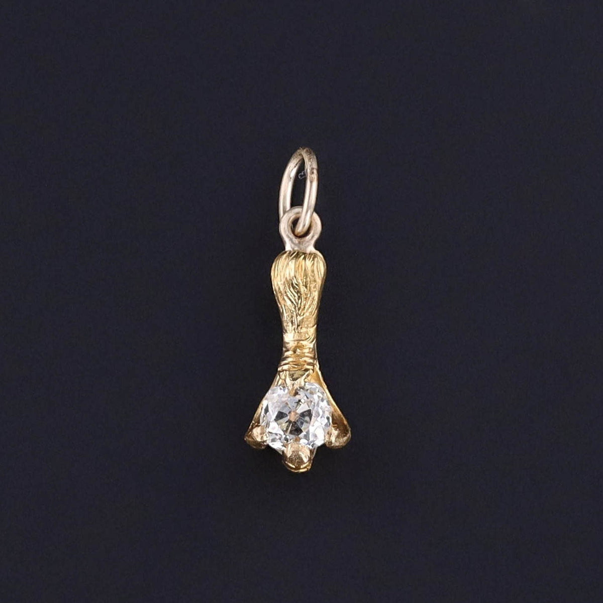 Antique Cushion Cut Diamond Talon Charm of 18k Gold - Trademark Antiques
