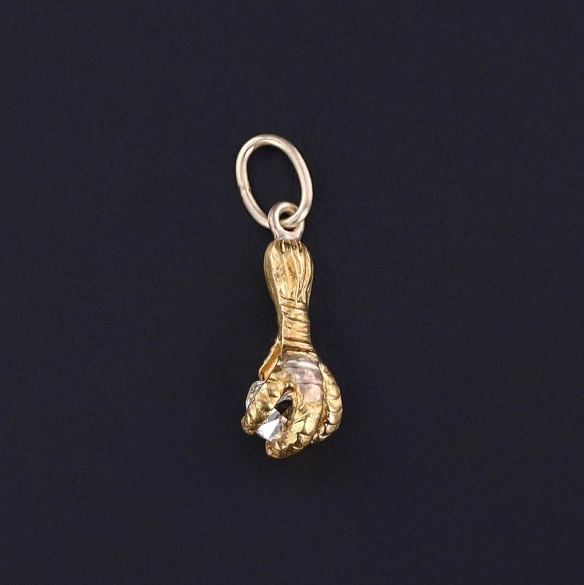 Antique Cushion Cut Diamond Talon Charm of 18k Gold - Trademark Antiques