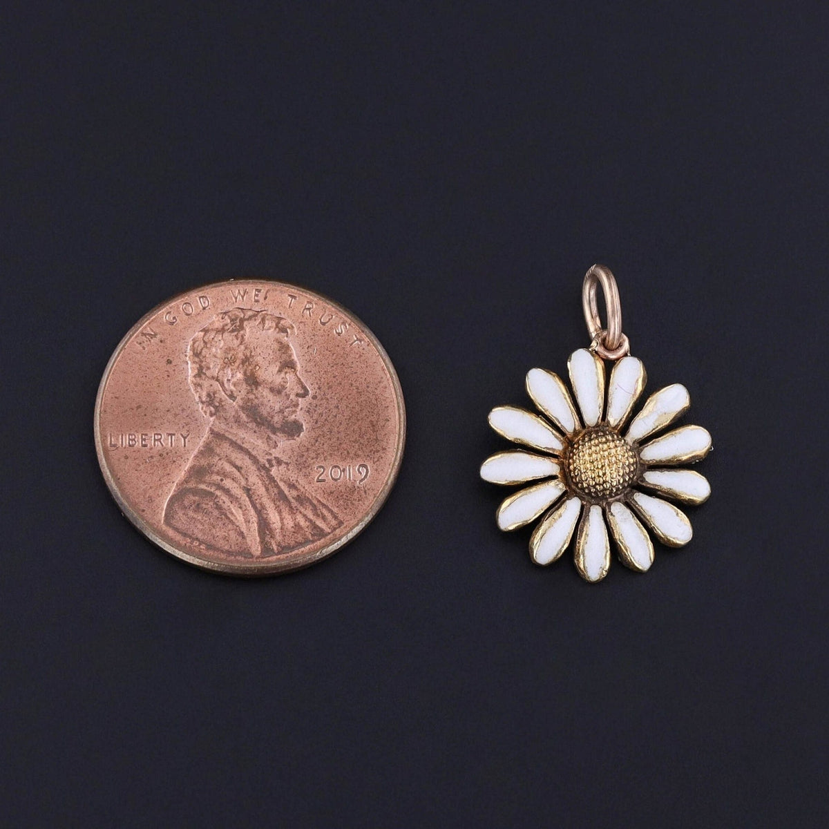 Antique Daisy Charm of 14k Gold - Trademark Antiques