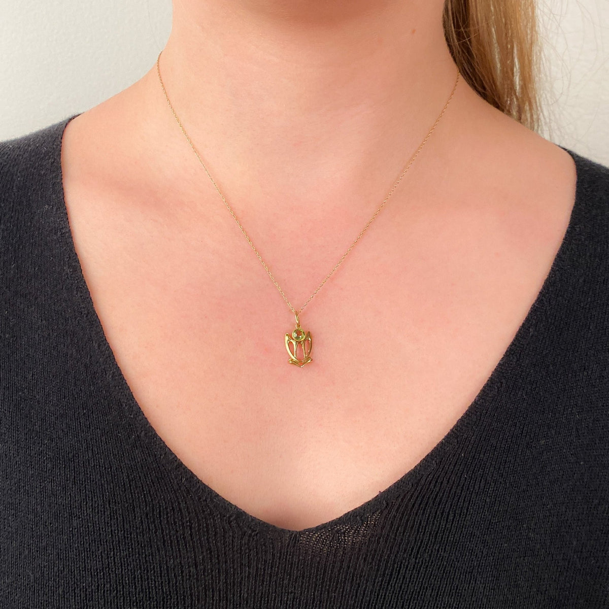 Antique Demantoid Garnet Doublet Charm of 10k Gold - Trademark Antiques