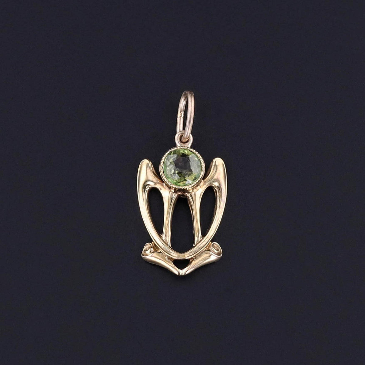 Antique Demantoid Garnet Doublet Charm of 10k Gold - Trademark Antiques