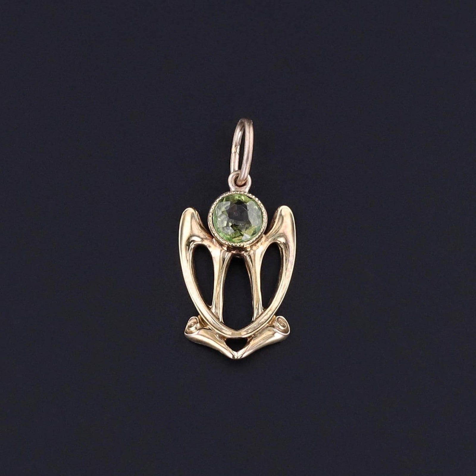 Antique Demantoid Garnet Doublet Charm of 10k Gold - Trademark Antiques