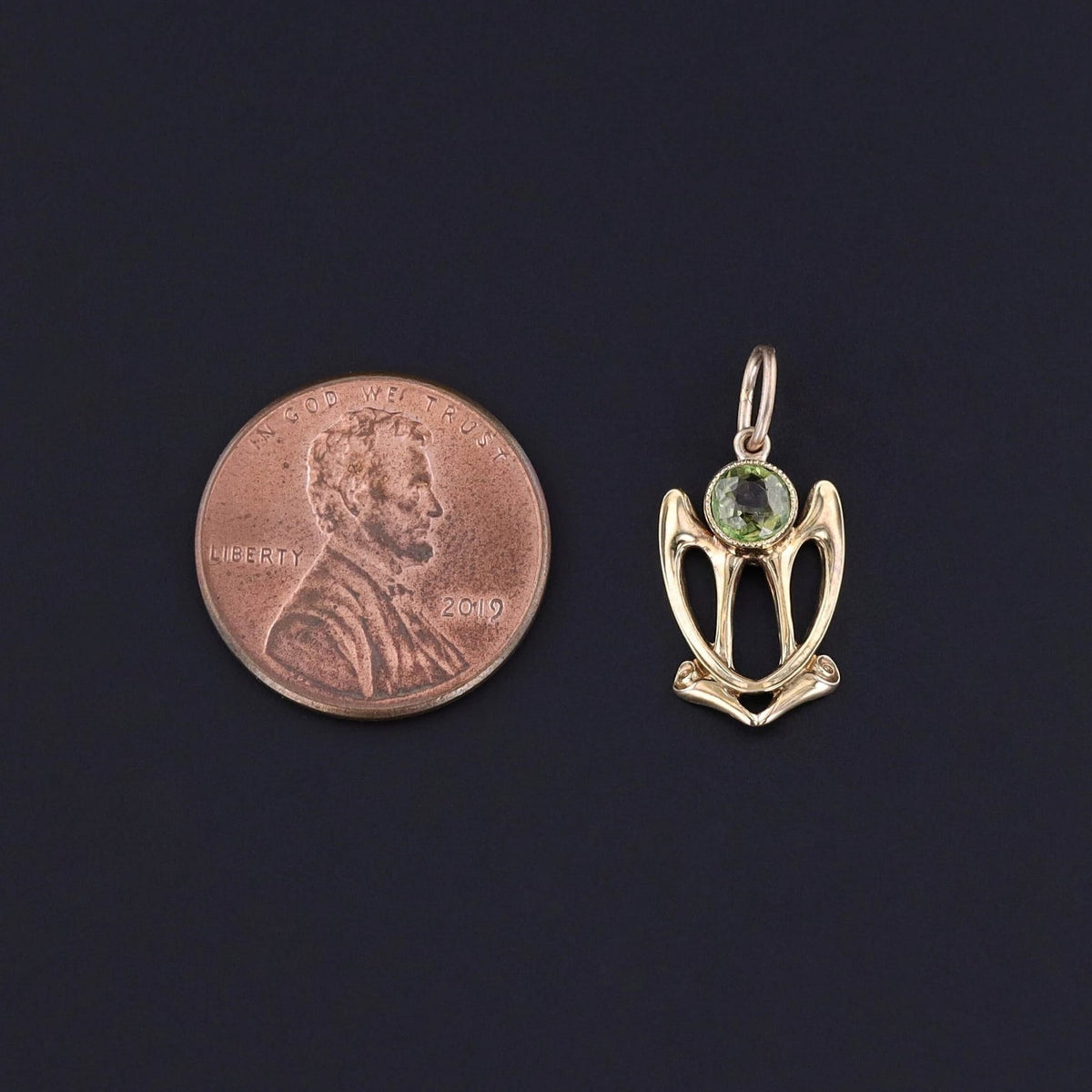 Antique Demantoid Garnet Doublet Charm of 10k Gold - Trademark Antiques