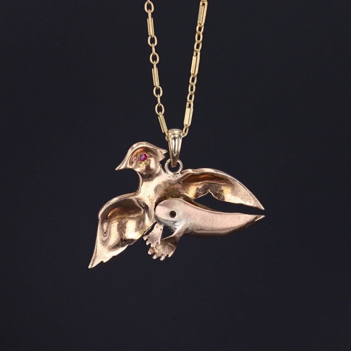 Antique Diamond and Enamel Bird Pendant of 14k Gold - Trademark Antiques