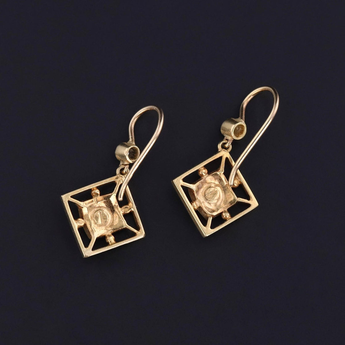 Antique Diamond and Enamel Earrings of 14k Gold - Trademark Antiques