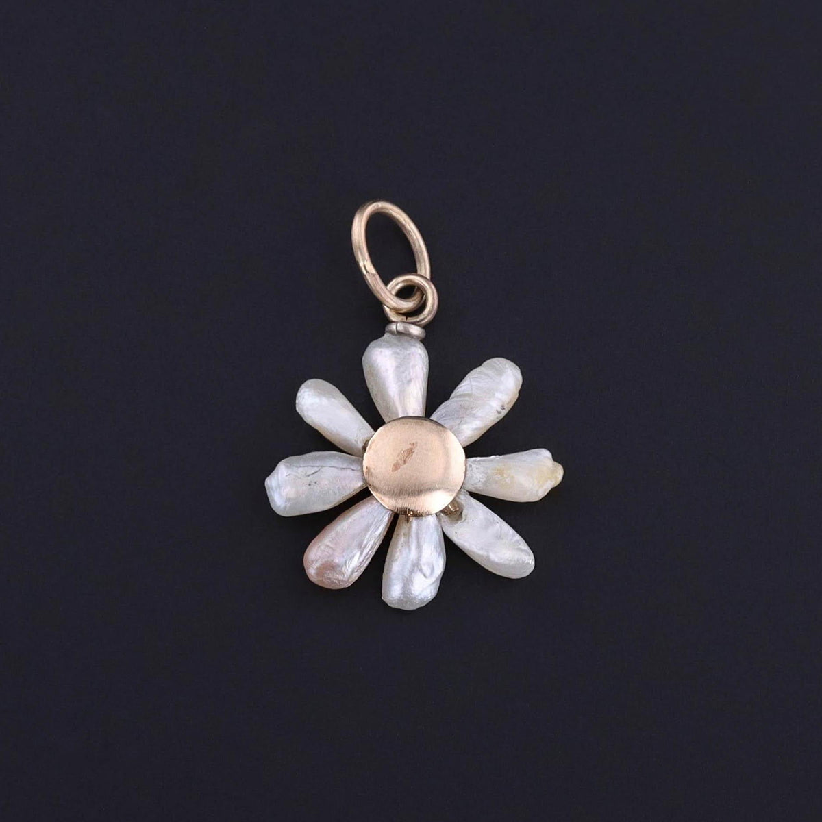 Antique Diamond and Pearl Flower Charm of 14k Gold - Trademark Antiques