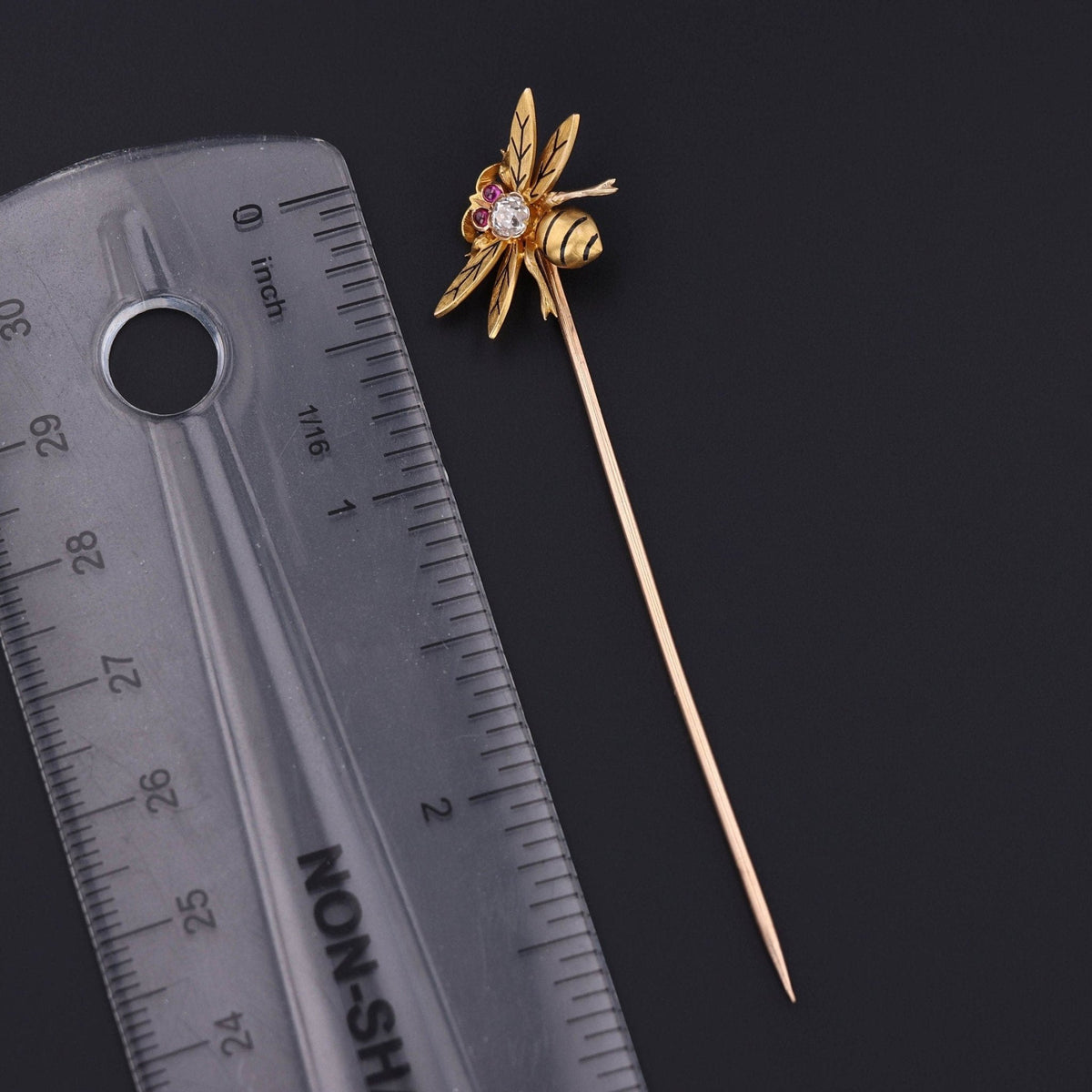 Antique Diamond and Ruby Bee Stickpin of 14k Gold - Trademark Antiques