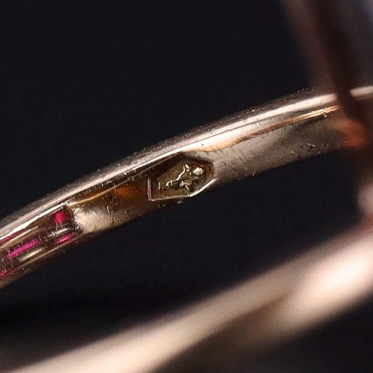 Antique Diamond and Ruby Checkerboard Ring of 14k Gold - Trademark Antiques