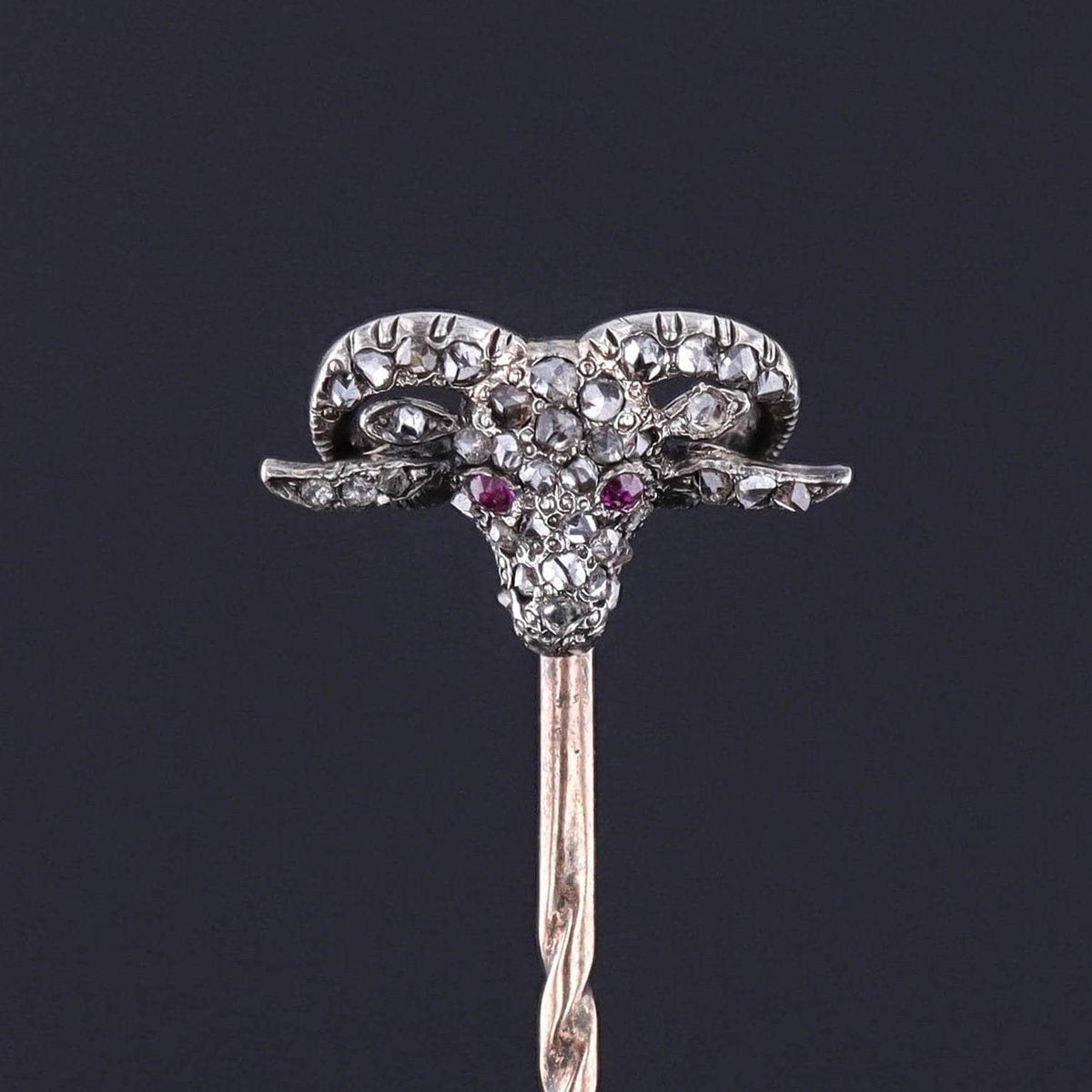 Antique Diamond Aries Ram Stickpin - Trademark Antiques
