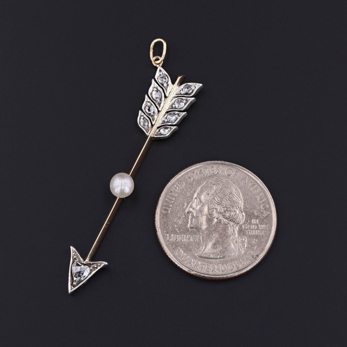 Antique Diamond Arrow Pendant of 14k Gold - Trademark Antiques