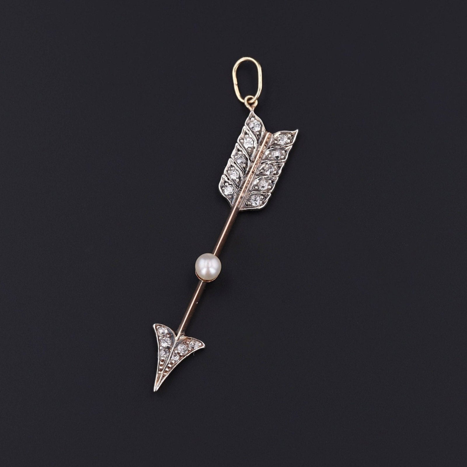 Antique Diamond Arrow Pendant of 14k Gold - Trademark Antiques