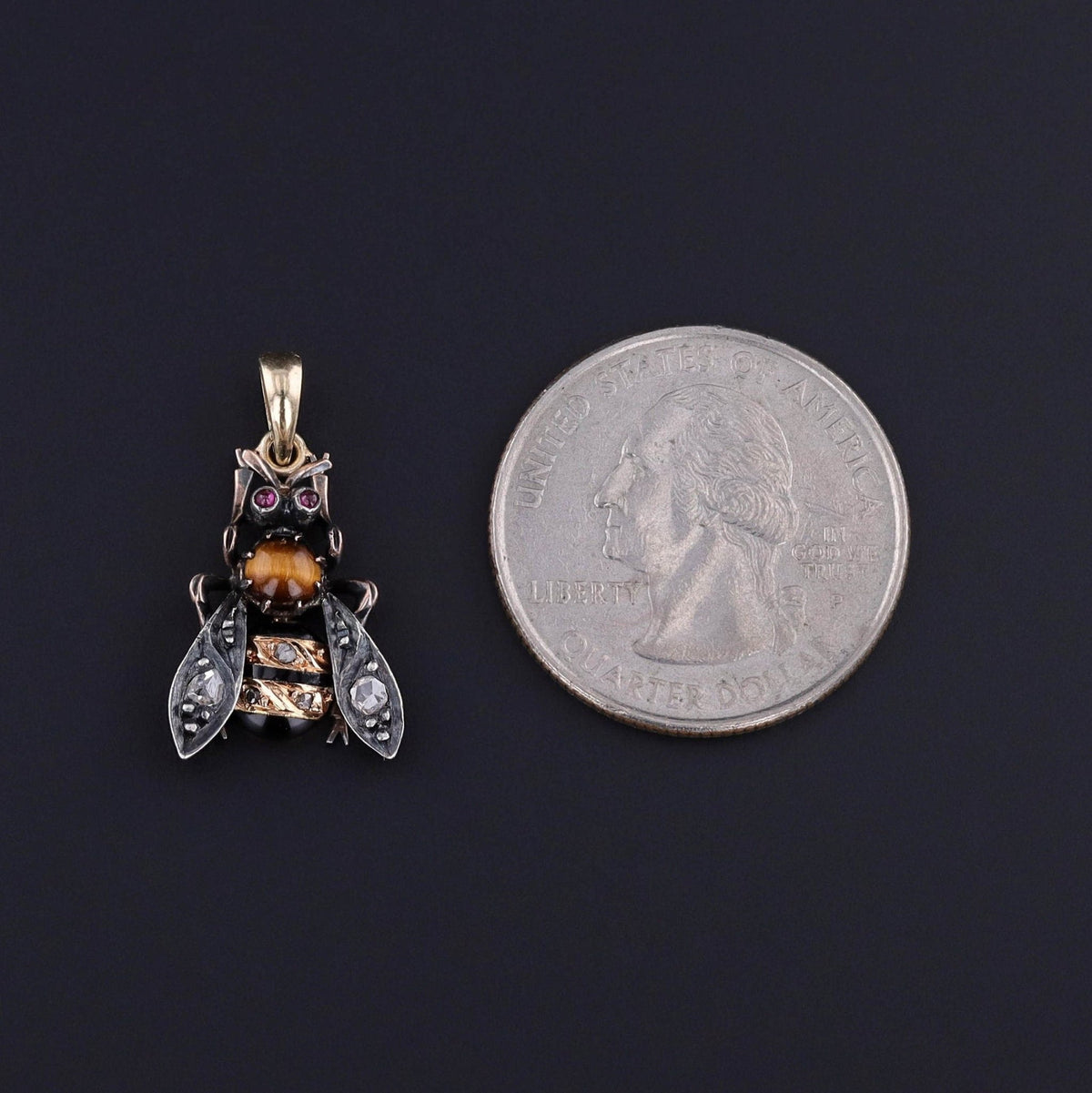 Antique Diamond Bee Pendant of 15ct Gold and Silver - Trademark Antiques