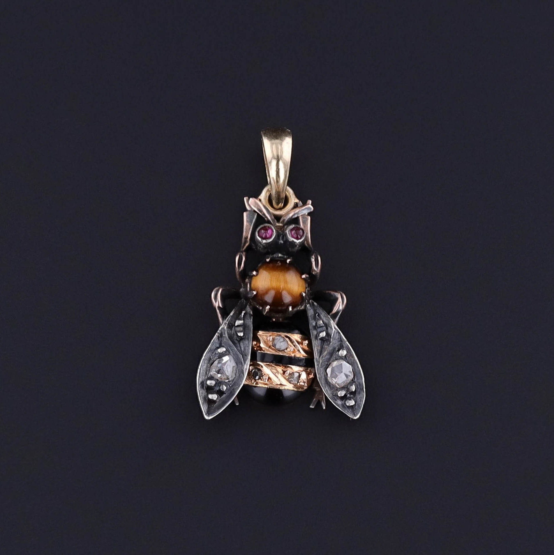 Antique Diamond Bee Pendant of 15ct Gold and Silver - Trademark Antiques
