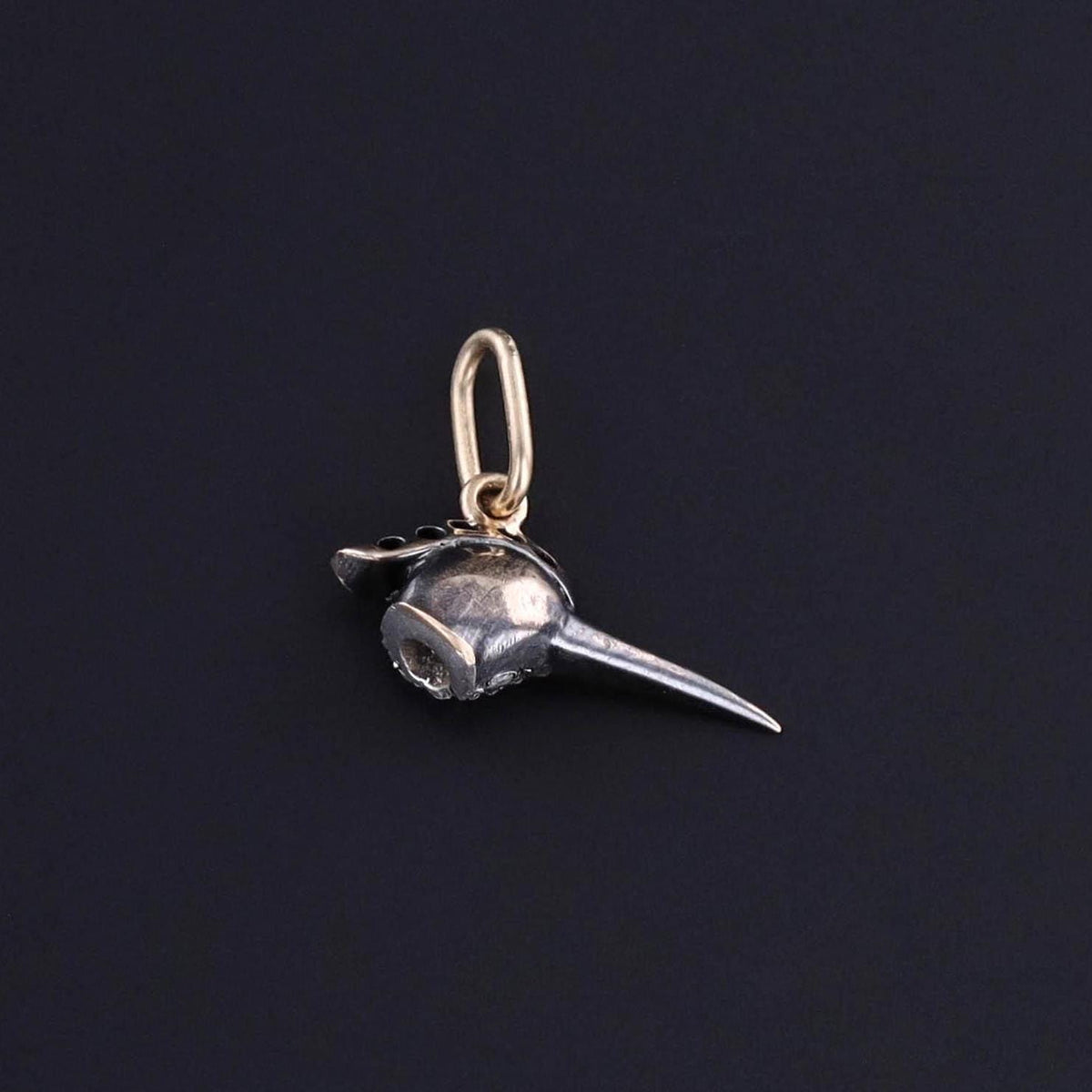 Antique Diamond Bird Head Charm of Silver Topped 14k Gold - Trademark Antiques