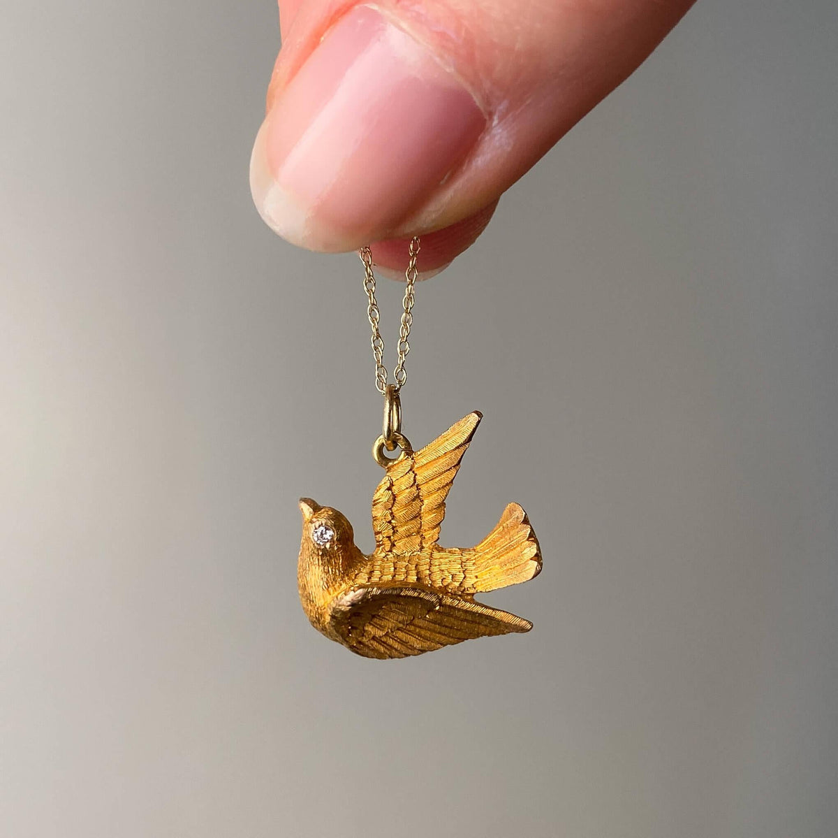 Antique Diamond Bird Pendant of 15k Gold - Trademark Antiques
