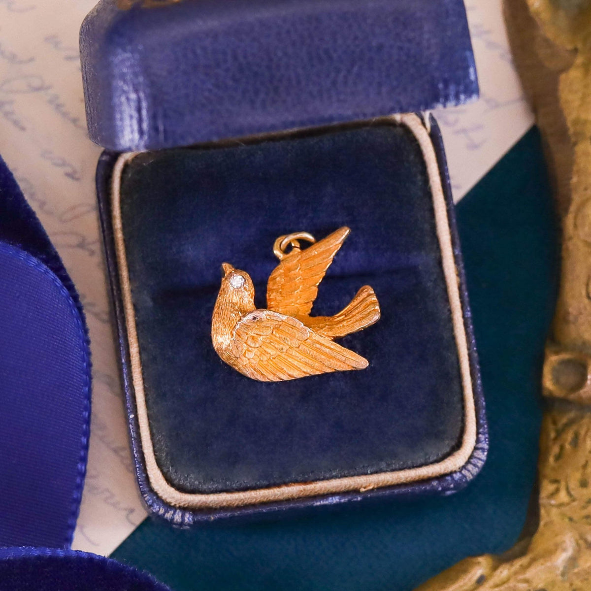 Antique Diamond Bird Pendant of 15k Gold - Trademark Antiques