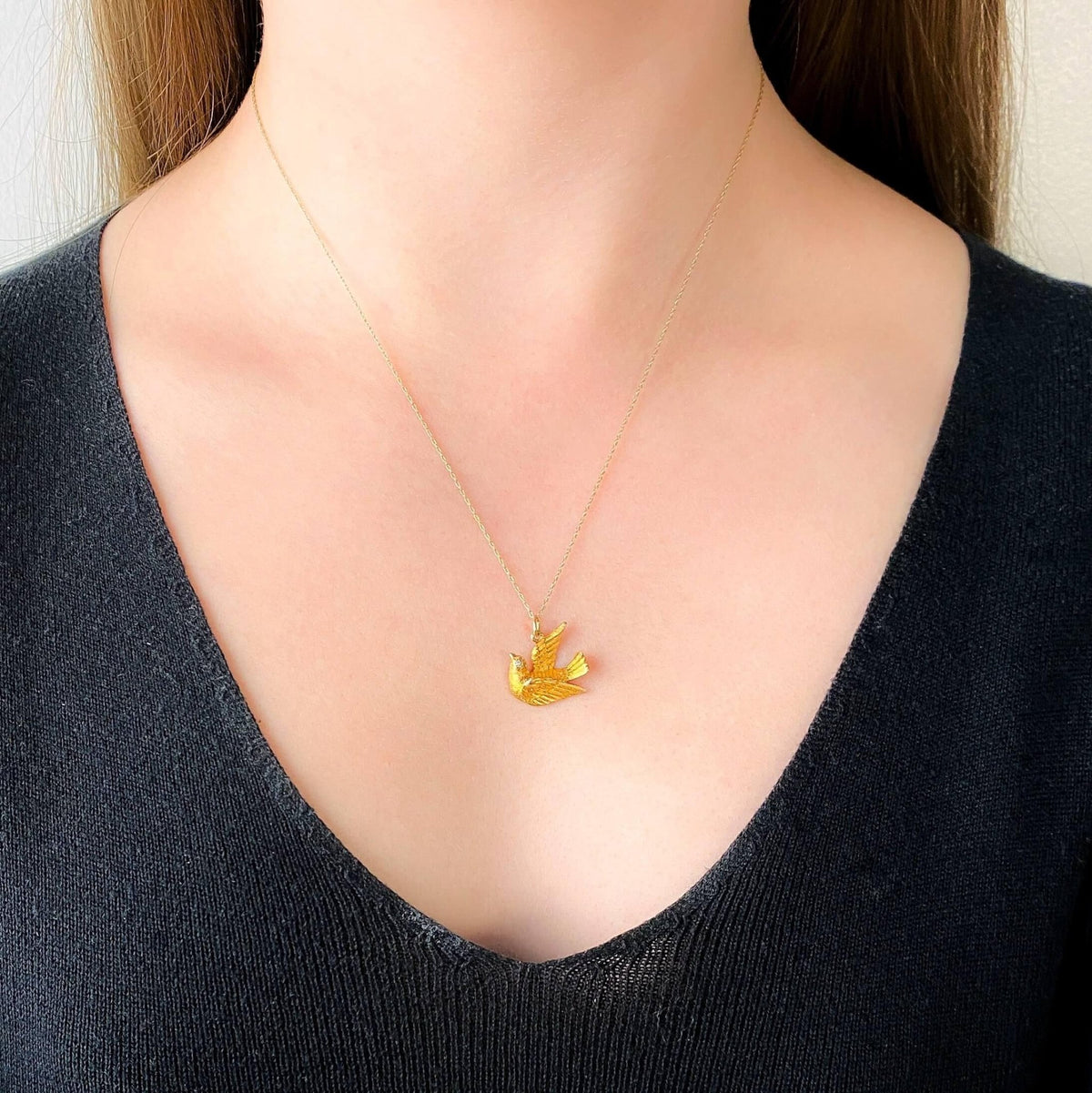 Antique Diamond Bird Pendant of 15k Gold - Trademark Antiques