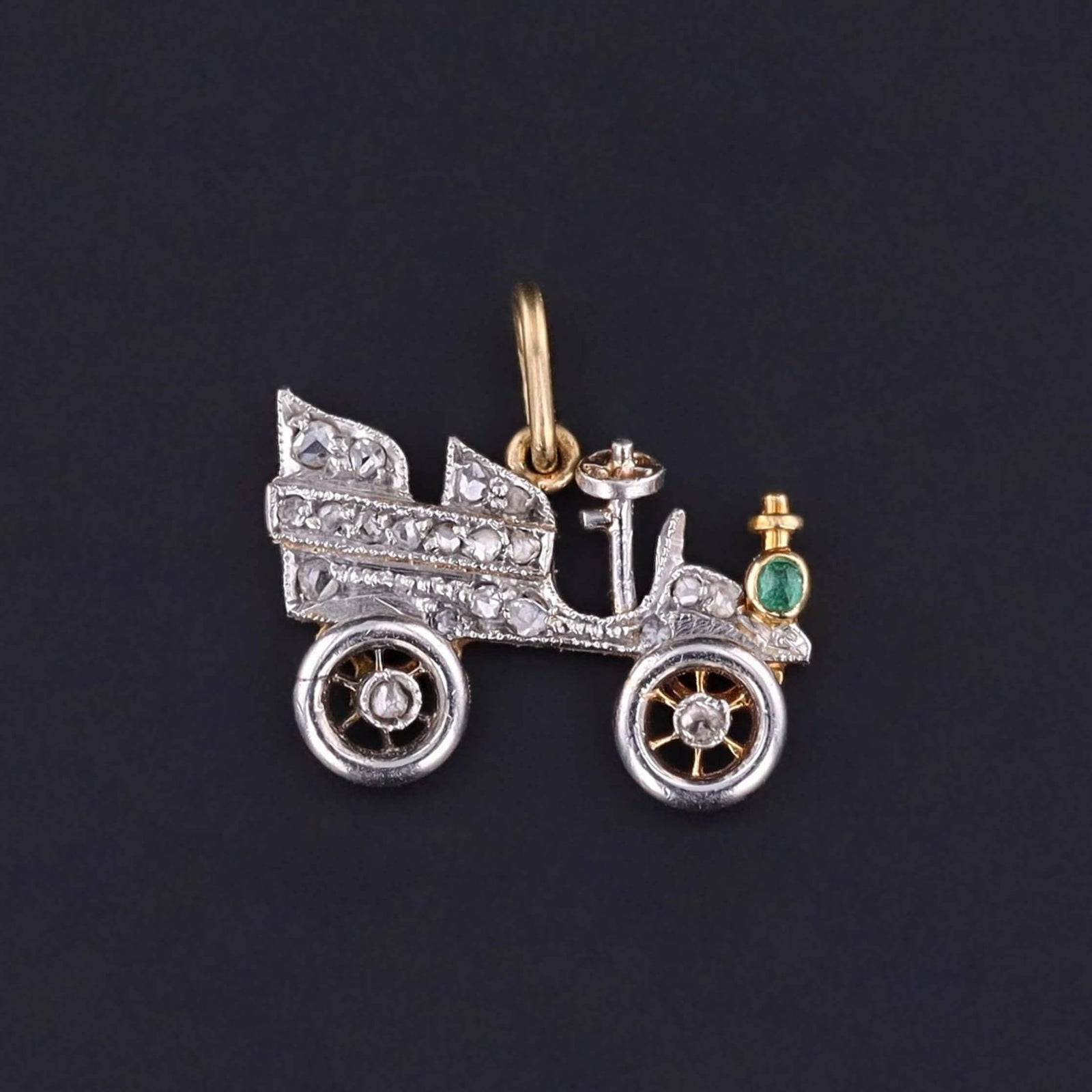 Antique Diamond Car Charm of 18k Gold and Platinum - Trademark Antiques