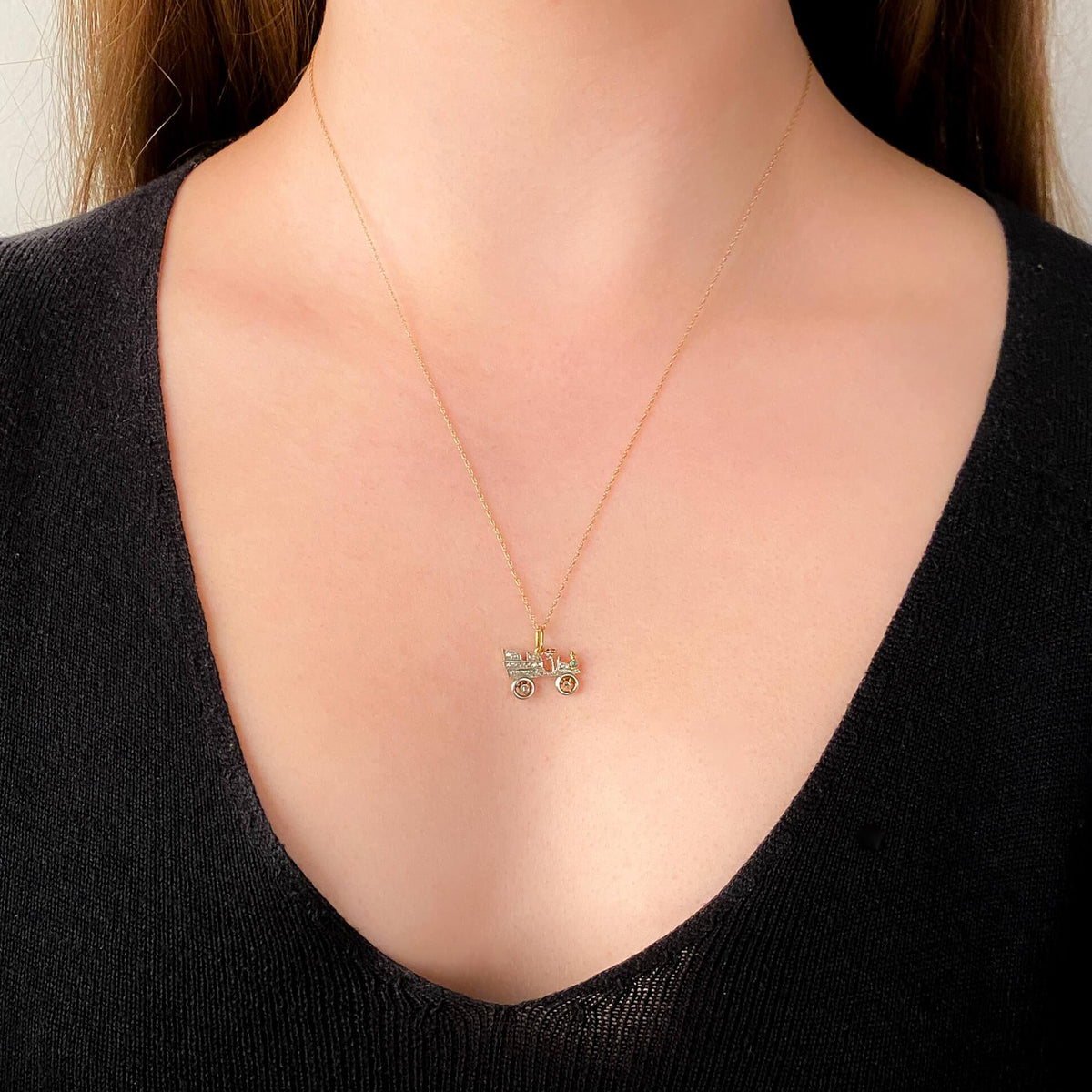 Antique Diamond Car Charm of 18k Gold and Platinum - Trademark Antiques