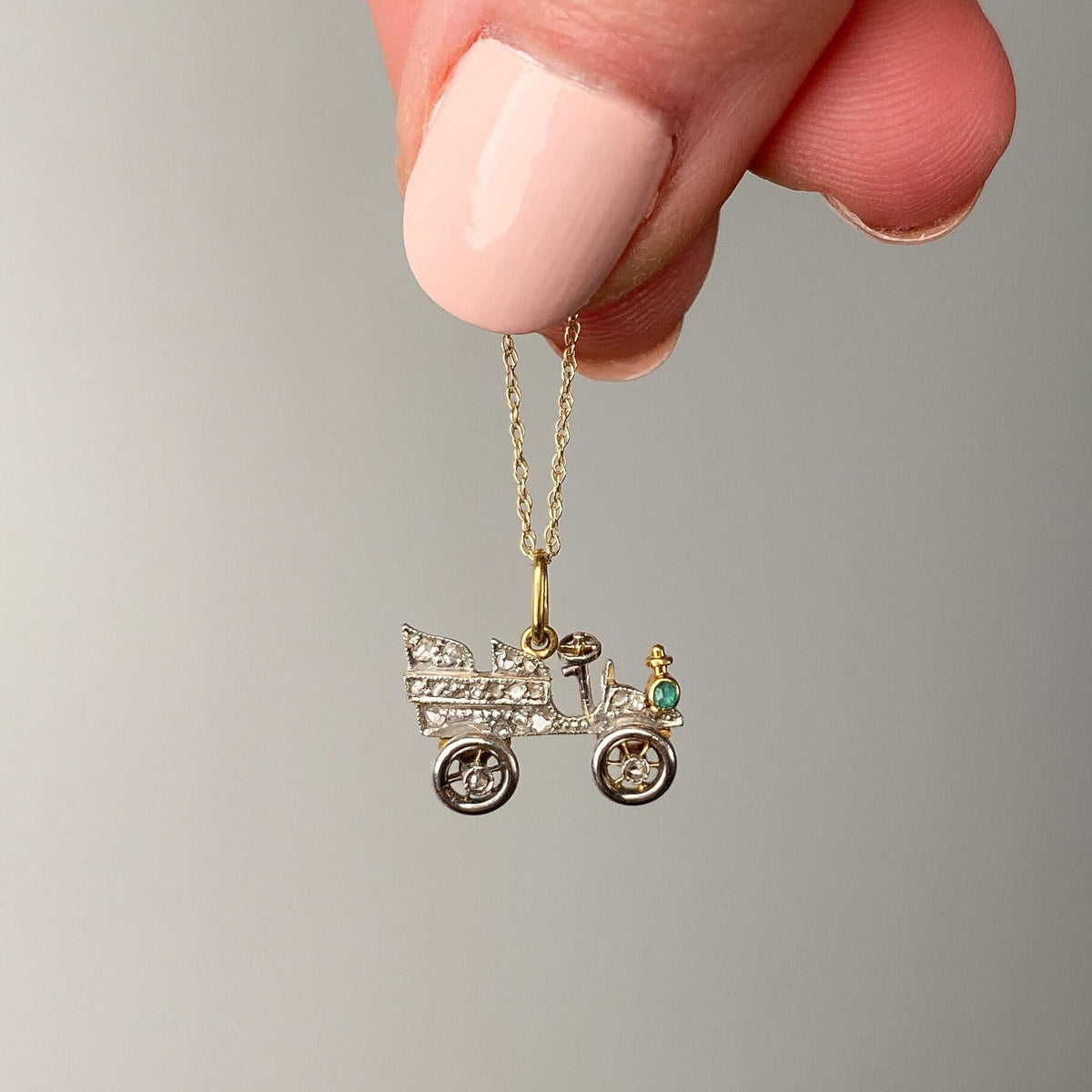 Antique Diamond Car Charm of 18k Gold and Platinum - Trademark Antiques
