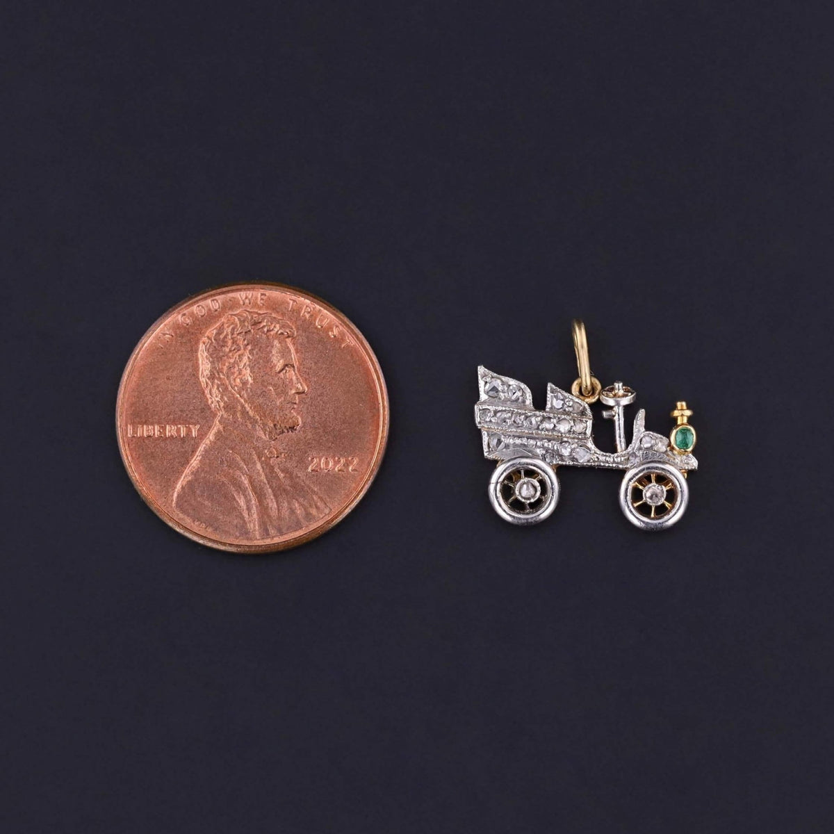 Antique Diamond Car Charm of 18k Gold and Platinum - Trademark Antiques