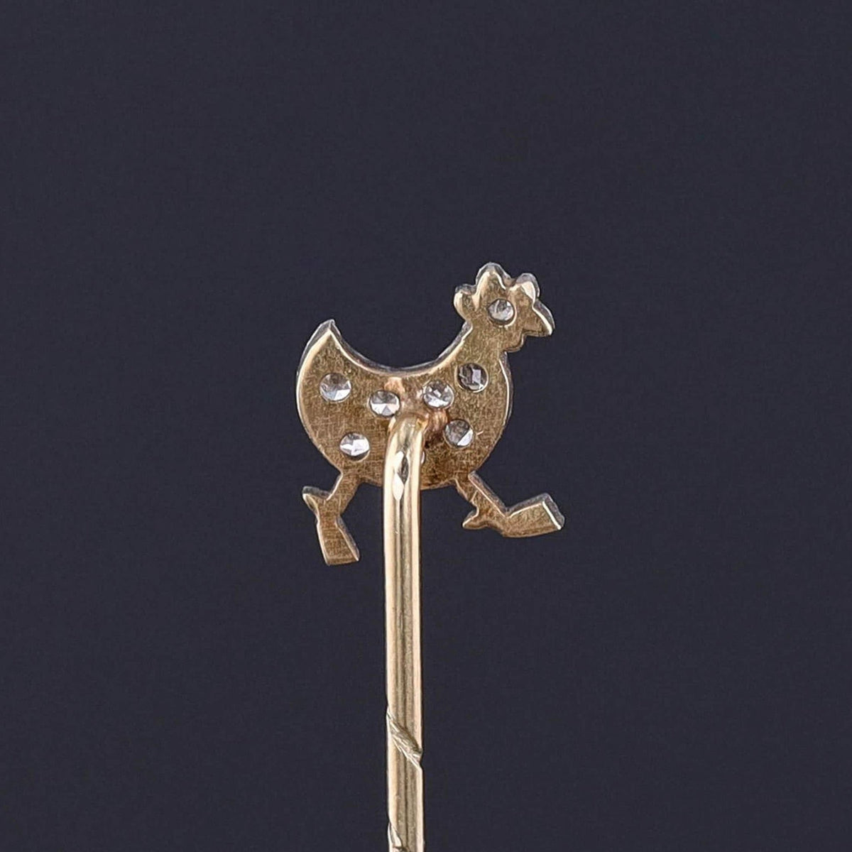 Antique Diamond Chicken Stickpin of Palladium and 14k Gold - Trademark Antiques